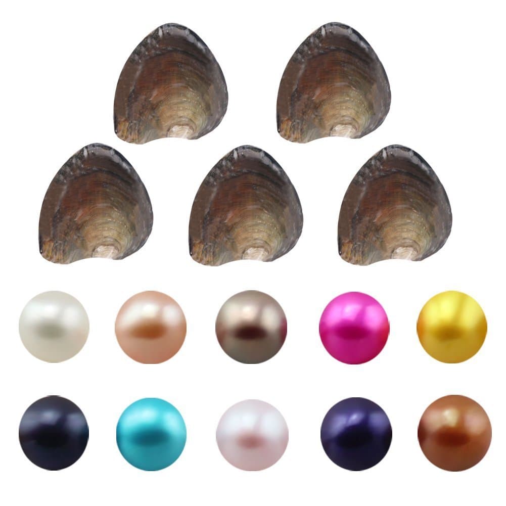 Jessie Freshwater Cultured Love Wish Pearl Oyster Round Pearls Various 10 Shining Meaningful Color, Oysters with Pearls Inside (7-8mm, 10 PCs/lot)