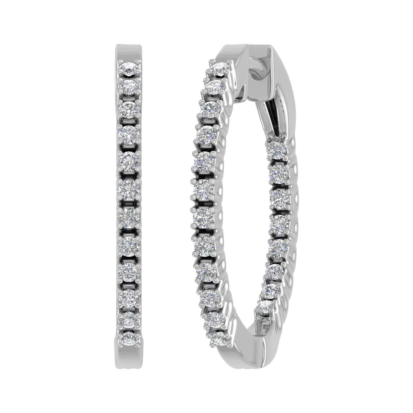 FINEROCK1/2 Carat Diamond Inside-Out Hoop Earrings in 10K Gold or 950 Platinum
