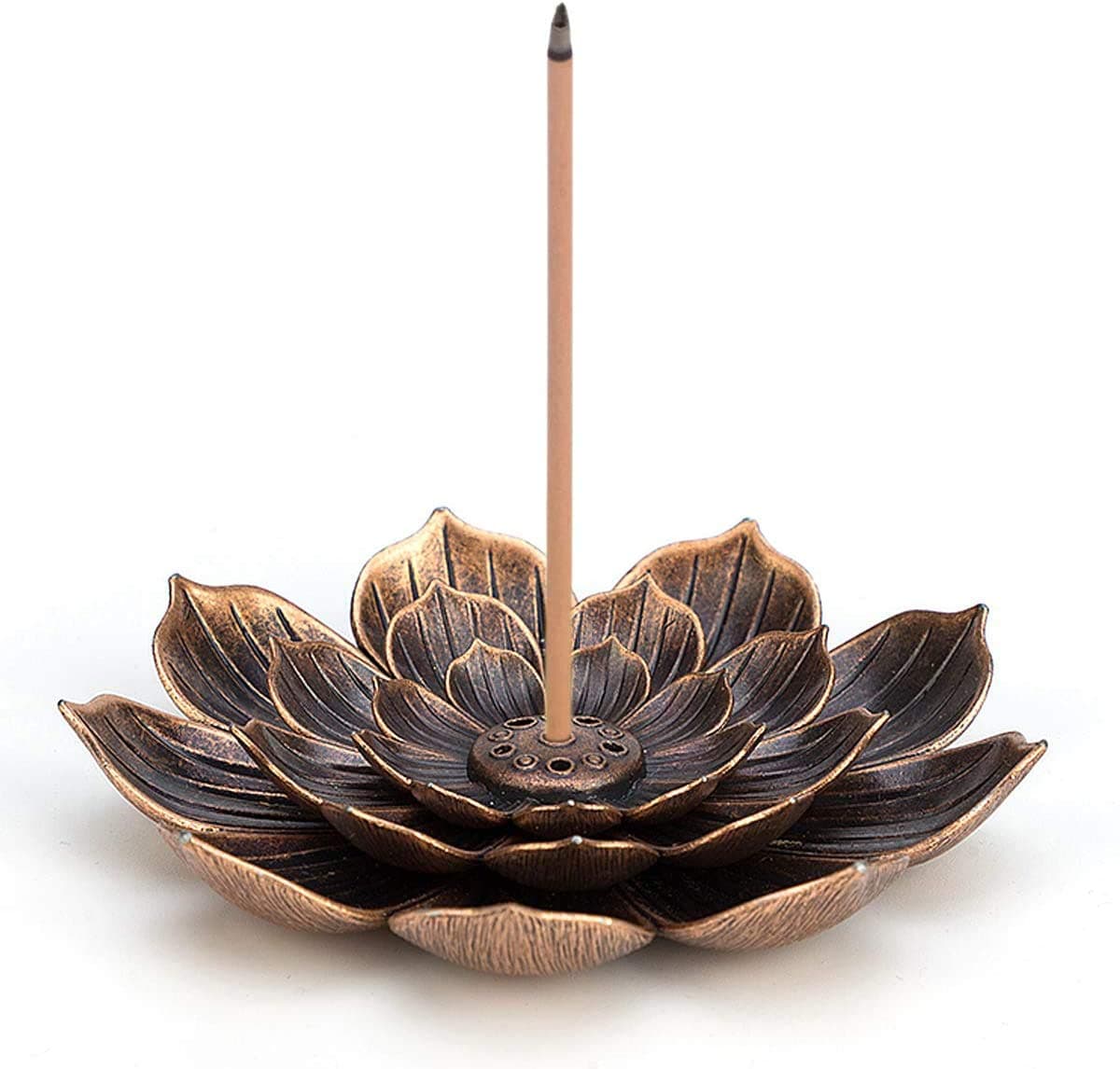 SYOSI Incense Burner Bowl, Ceramic Handicraft Incense Holder for Sticks, Coil Lotus Ash Catcher Tray 4.62 Inch Gray, Incense Burner Holder for Home Fragrance Accessories