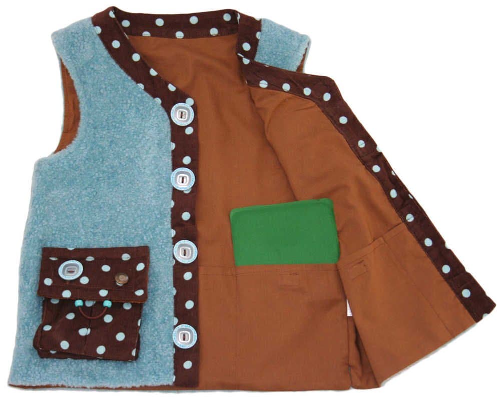 Kozie Clothes Little Girls Girls' Sensory Weighted Vest 6 Light Blue/Chocolate Coruroy
