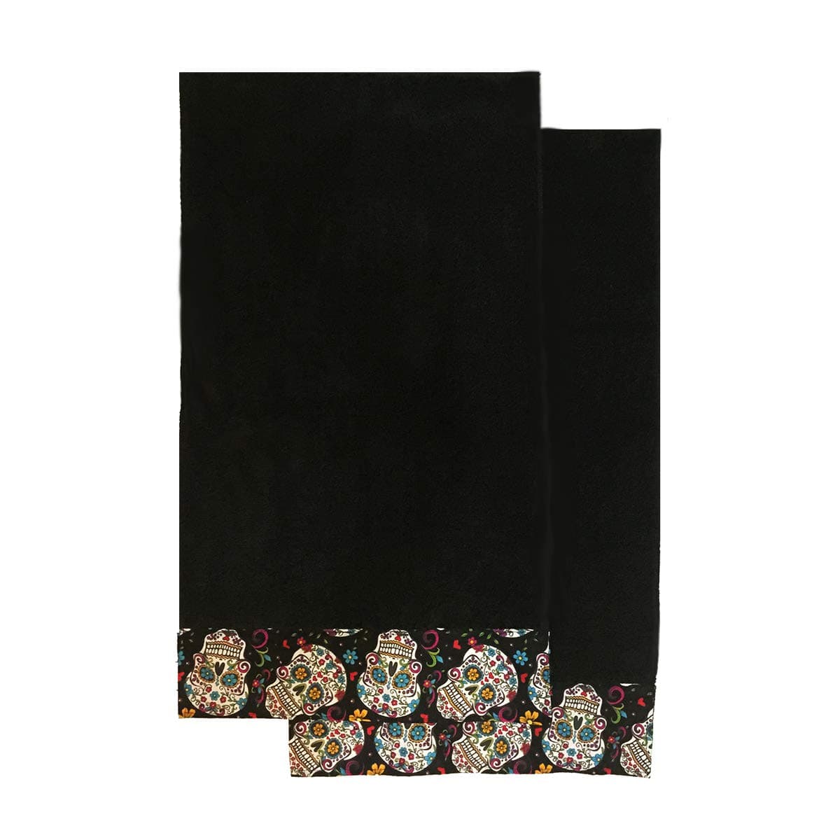 Jumpsies Sugar Skull Kitchen Towel Bath Hand Towel Set of 2 Pieces (Black)