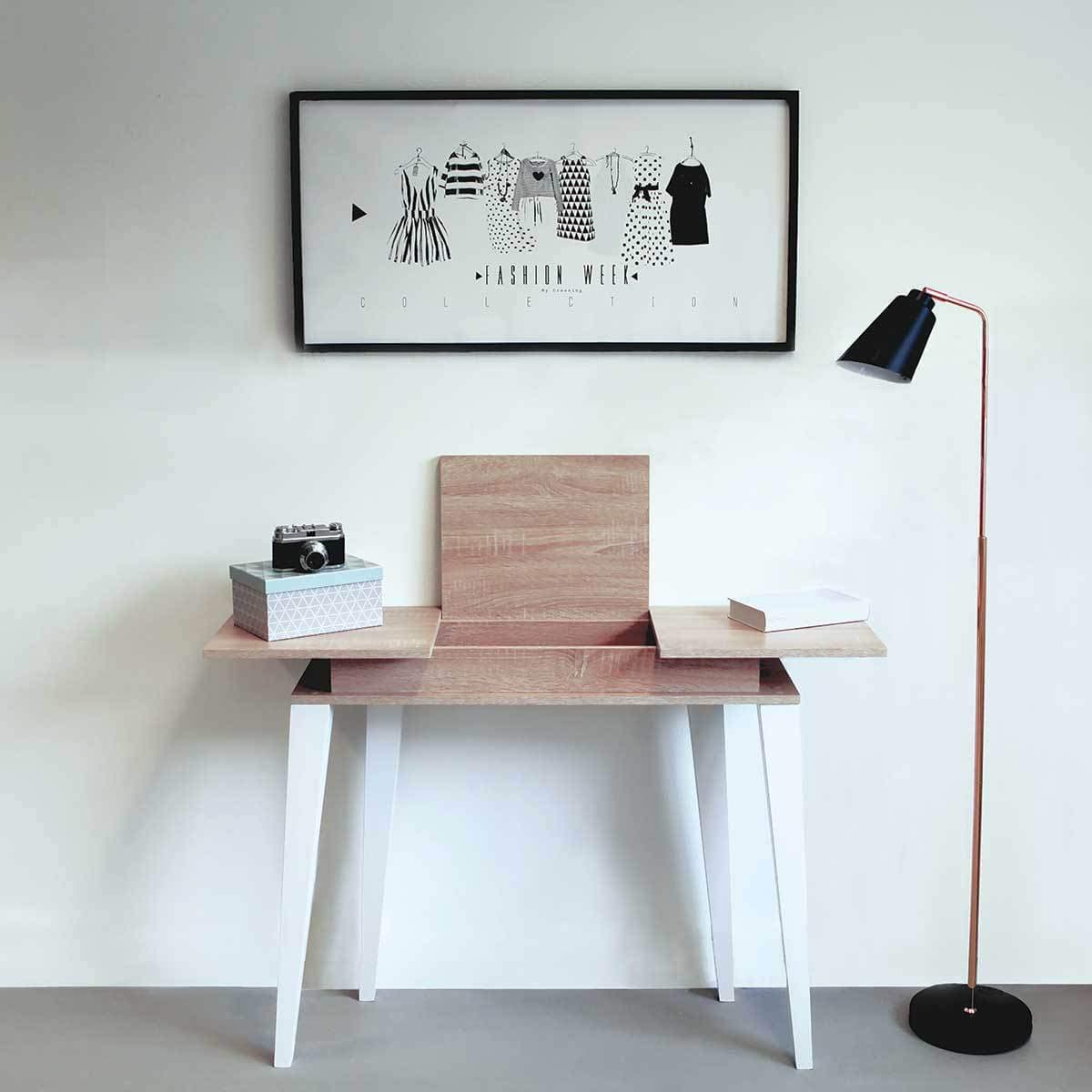 Couchette Prism Oak Console Table with Storage, (Flat-Packed)