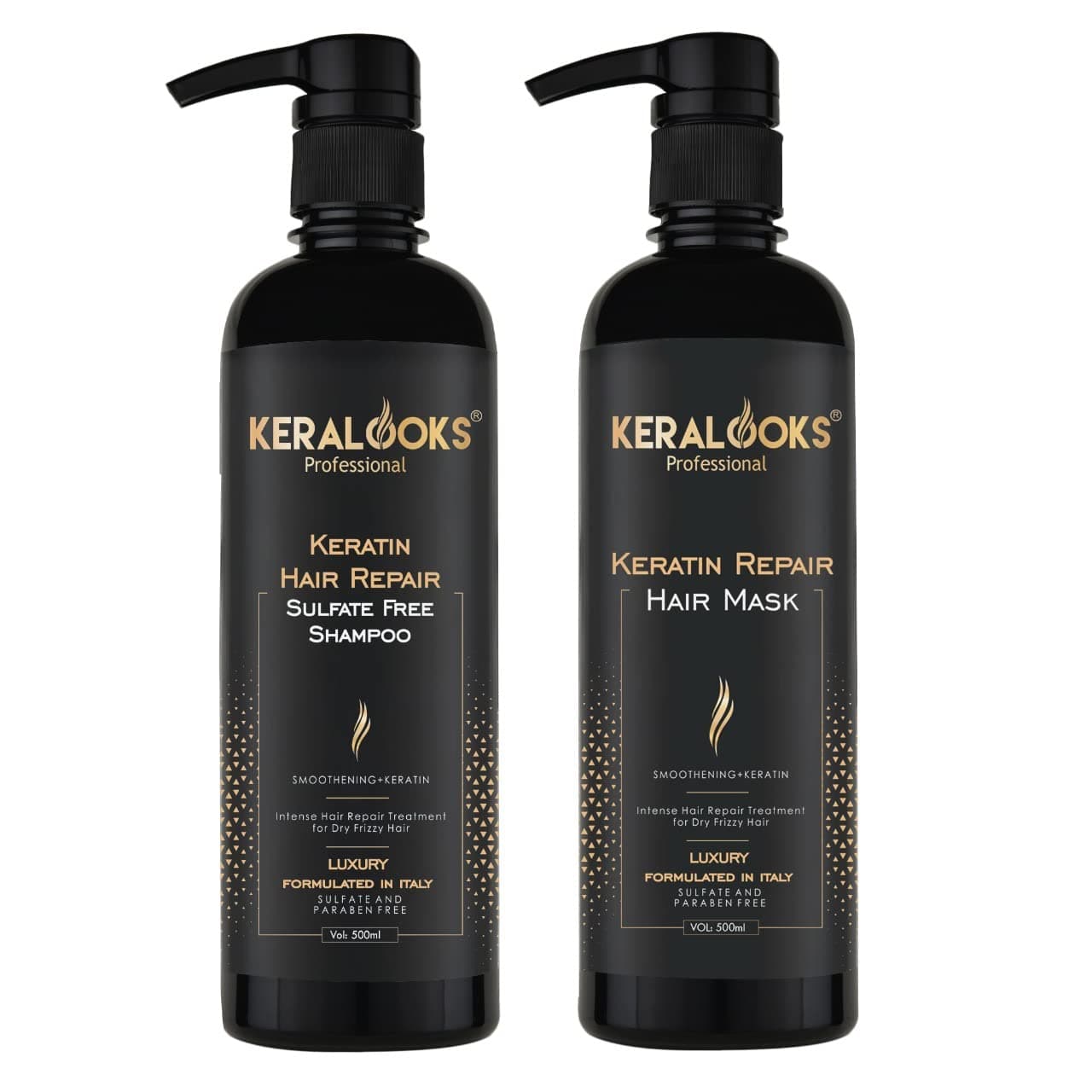 Keratin Sulphate Free Shampoo and Mask Combo Pack (500ml each)