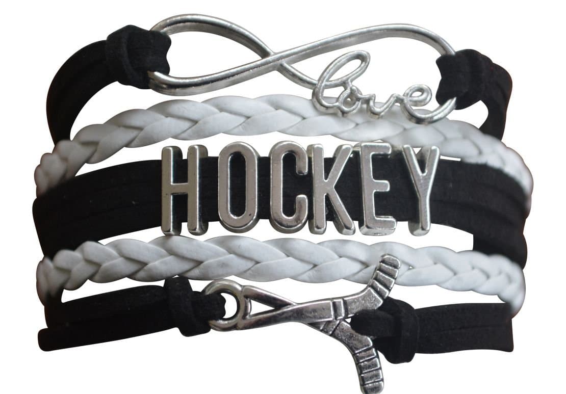 Hockey Charm Bracelet, Ice Hockey Jewelry- Infinity Love Hockey Bracelet- Gift for Her