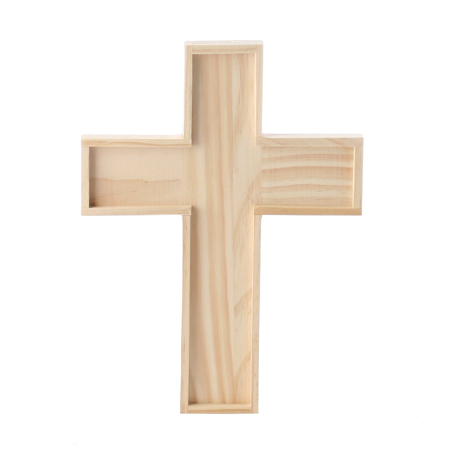 Pack of 6 - Unfinished Wooden Crosses for Painting and Crafts, with Wall Hanger Hooks, 9 Inches Tall x 6.5 Inches Wide