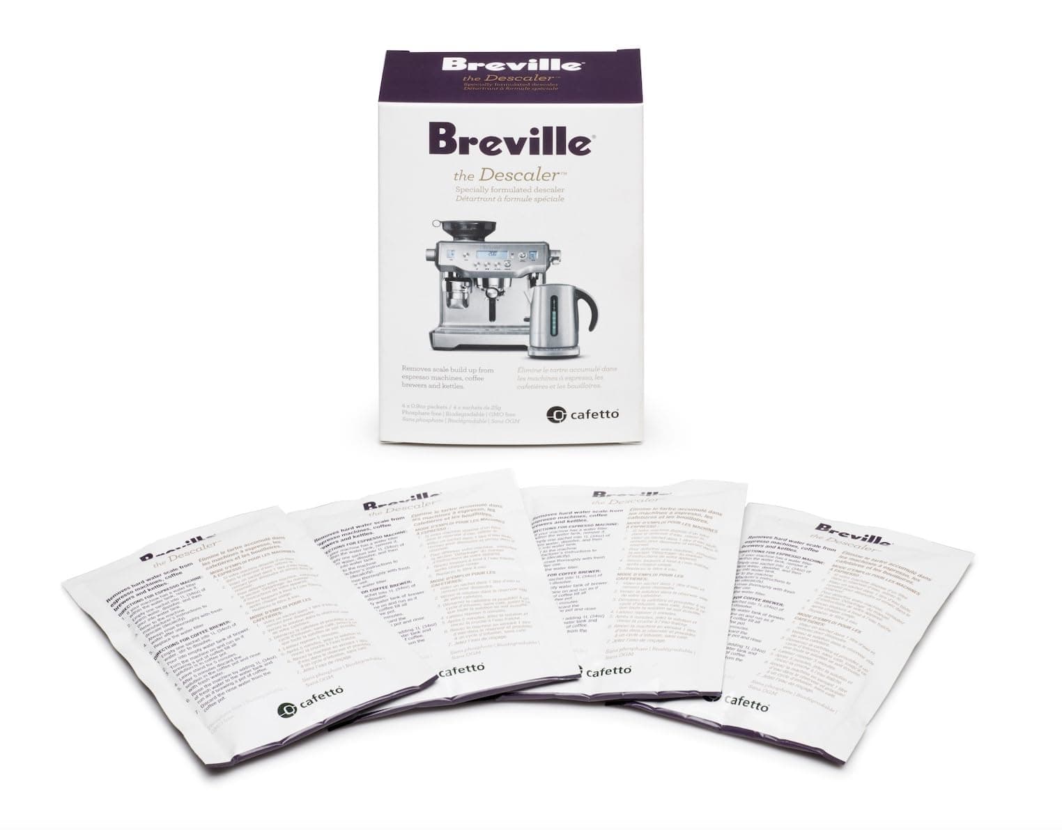 BES007 Espresso Machine Descaler for Breville Models, 4 pack