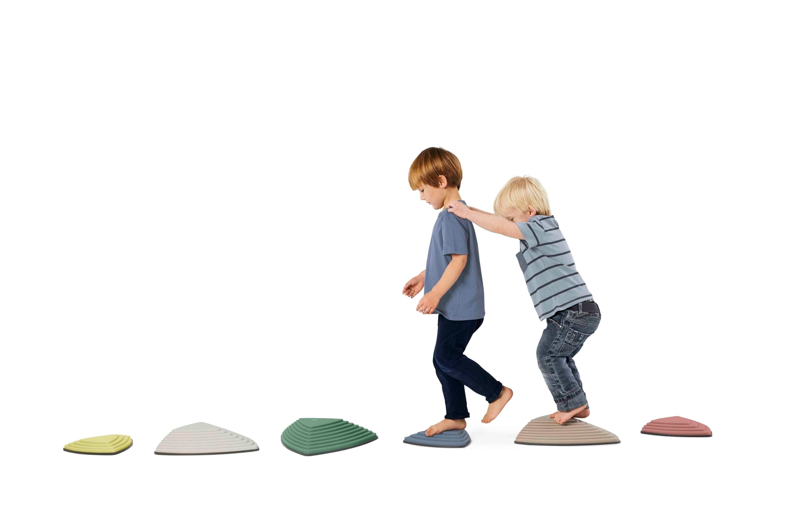 River Stones - The Original Kids Play Stepping Stones for Balance and Coordination, Non-Slip Bottom, Stackable, for Indoor and Outdoor, Set of 6 - Nordic