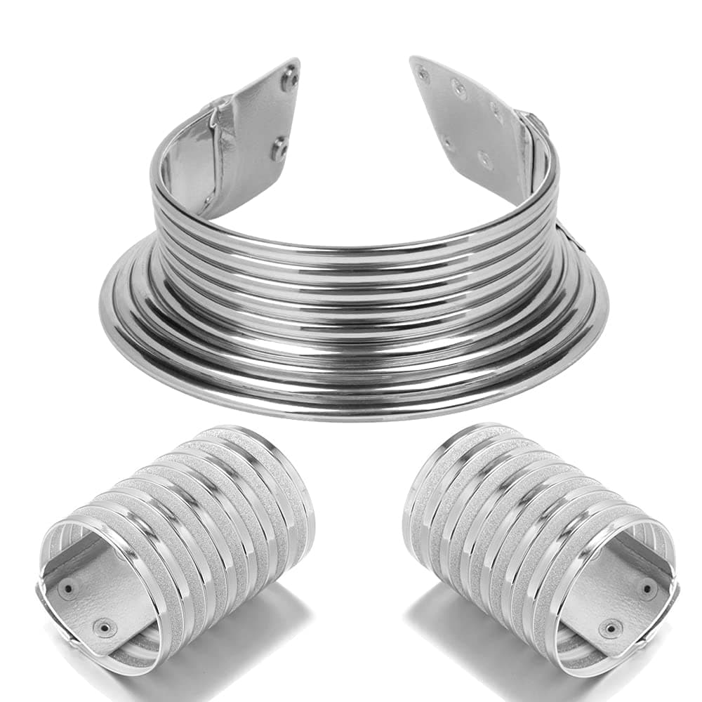 African Choker Collars Necklace,Snap Egypt Punk Gothic Chunky Leather Bib Statement Necklaces for Women and Girls