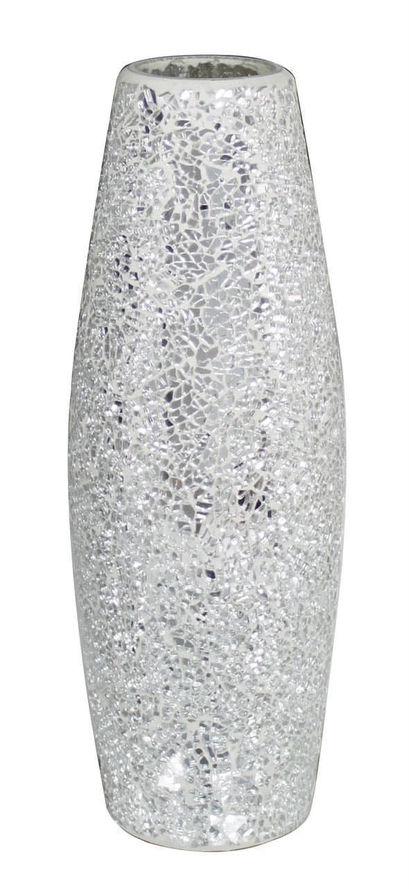 Stylish Modern Silver Sparkle Mosaic Vase Decorative Sculpture Ornament