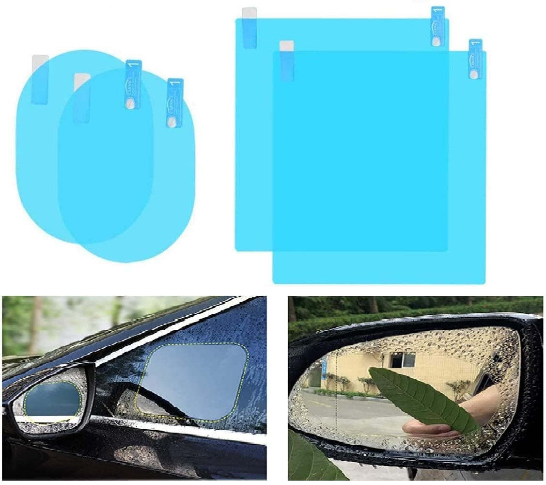 oFami Car Rearview Mirror Anti Fog Protective Film,Rainproof Anti Glare Nano Coating Car Rearview Mirror Film and Side Window Film,HD Waterproofing Rainproof Automobiler Membrane 4pcs(Oval+Rec)