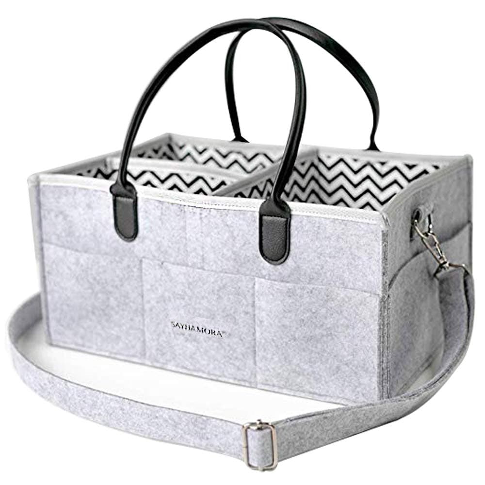 Baby Diaper Caddy with Shoulder Straps - Nursery Storage Bin and Car Organizer for Diapers and Baby Wipes