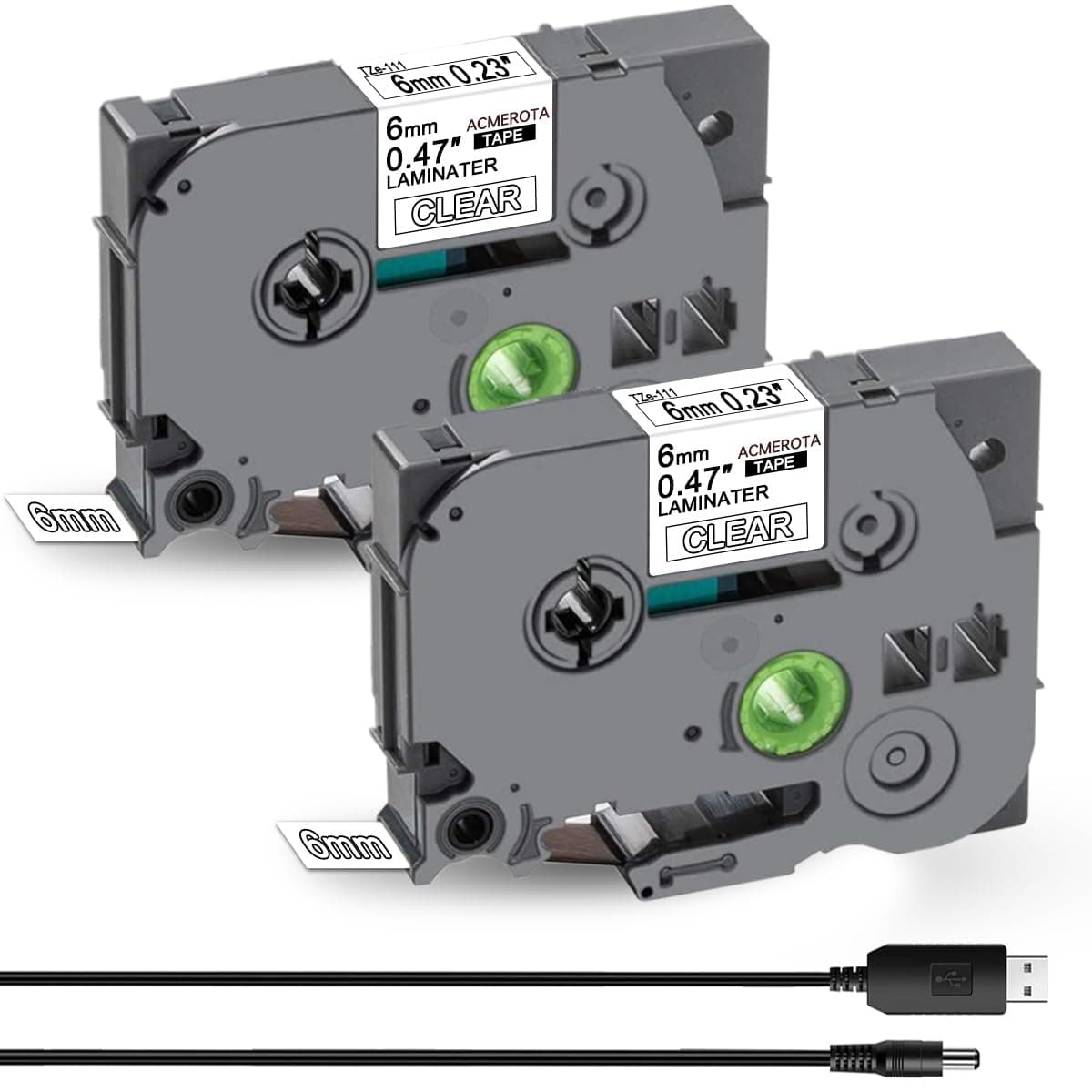 2Pcs Tze-111 Replace for Brother TZe111 Tz-111 Tz111 6mm*8m Black on Clear for Brother P-Touch PTD610BT, PTD610BTVP, PTD200, GL100, PTD201, PTD202, PTD210, PTD215e