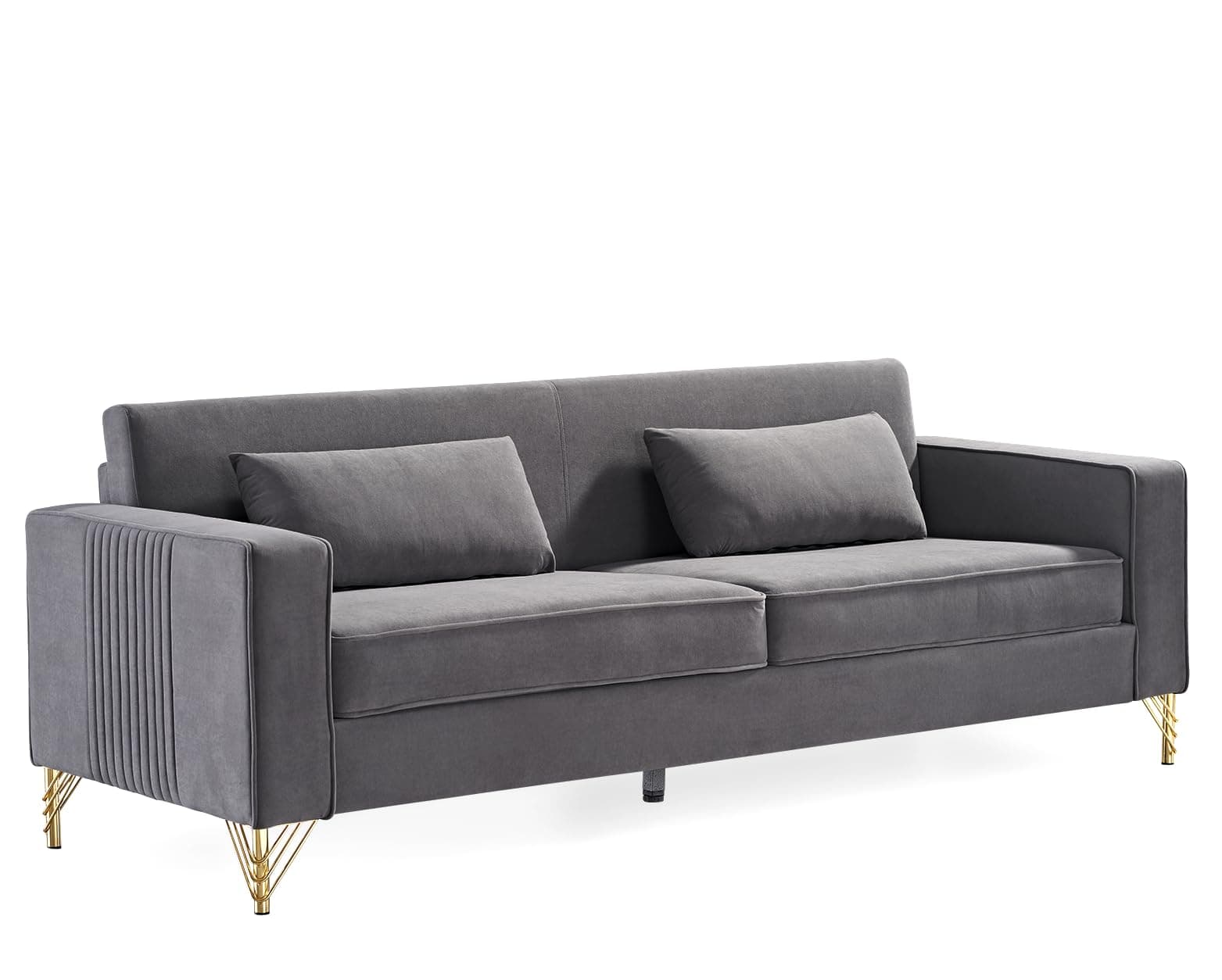 Aesthetic 85.8" Velvet Sofas for Living Room, 3 Seater Couch with Classic Modern Appeal and Luxurious Soft Comfort, Easy to Maintain, Grey