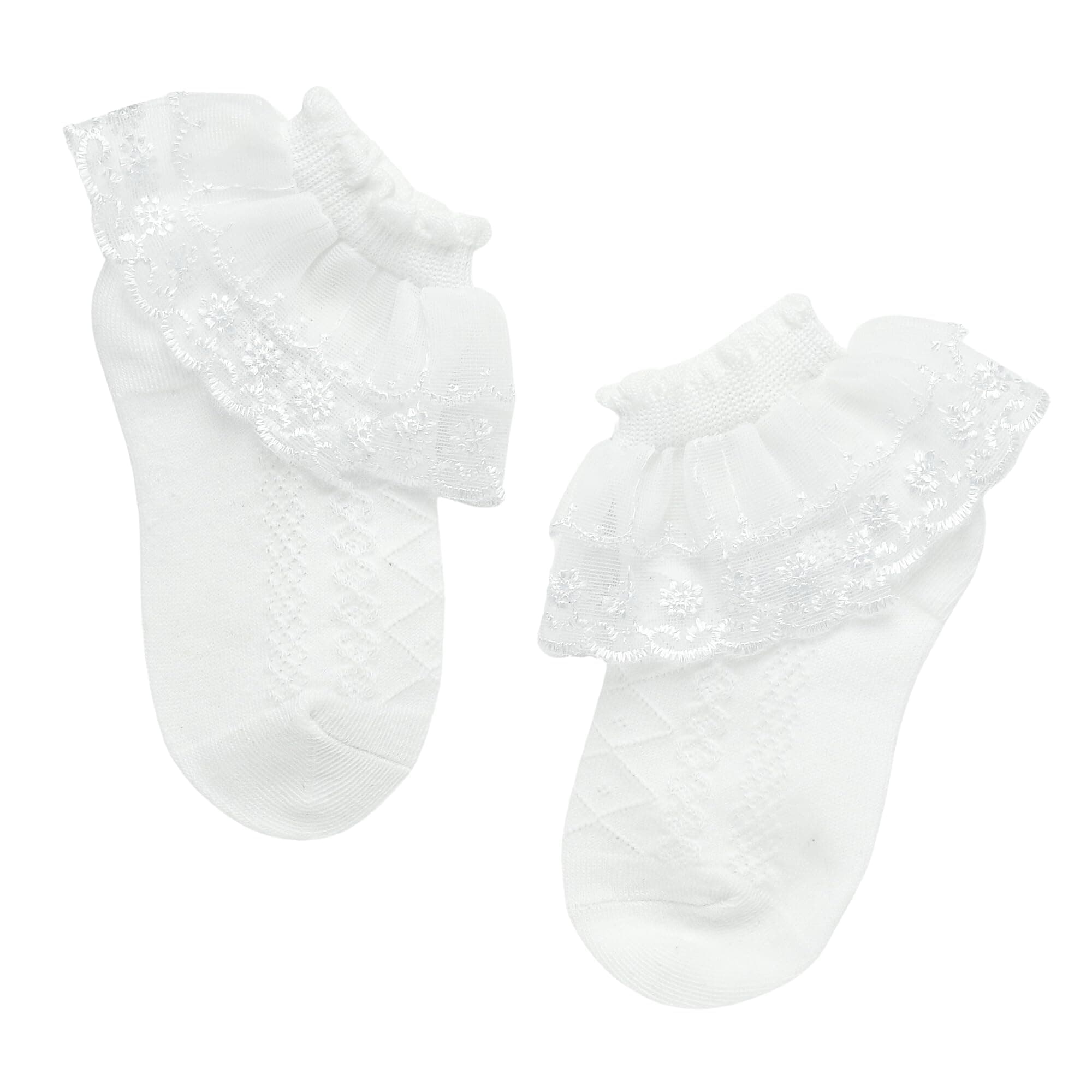 THE LITTLE LOOKERSCute Cotton Baby Casual Socks Set for Baby Girls I Socks for Infants/Toddlers/Baby (8-10 Years/White) - Set of 1