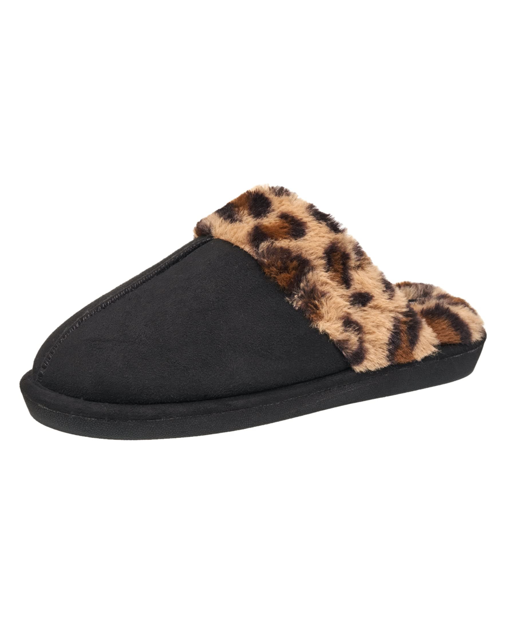 NINE WESTWomen's Faux Fur Fuzzy Micro Scruff House Slippers for Women with Memory Foam