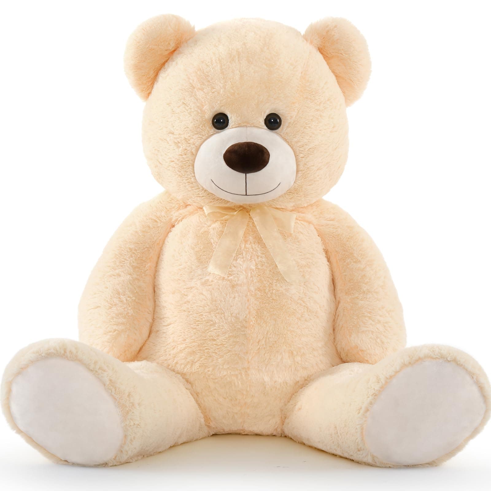 Tezituor Giant Teddy Bear Stuffed Animal 51in, Big Stuffed Bear Plush for Baby Shower, Cuddly Soft Large Teddy Bear for Kids, Girlfriend on Birthday, Valentine, Christmas(Beige)