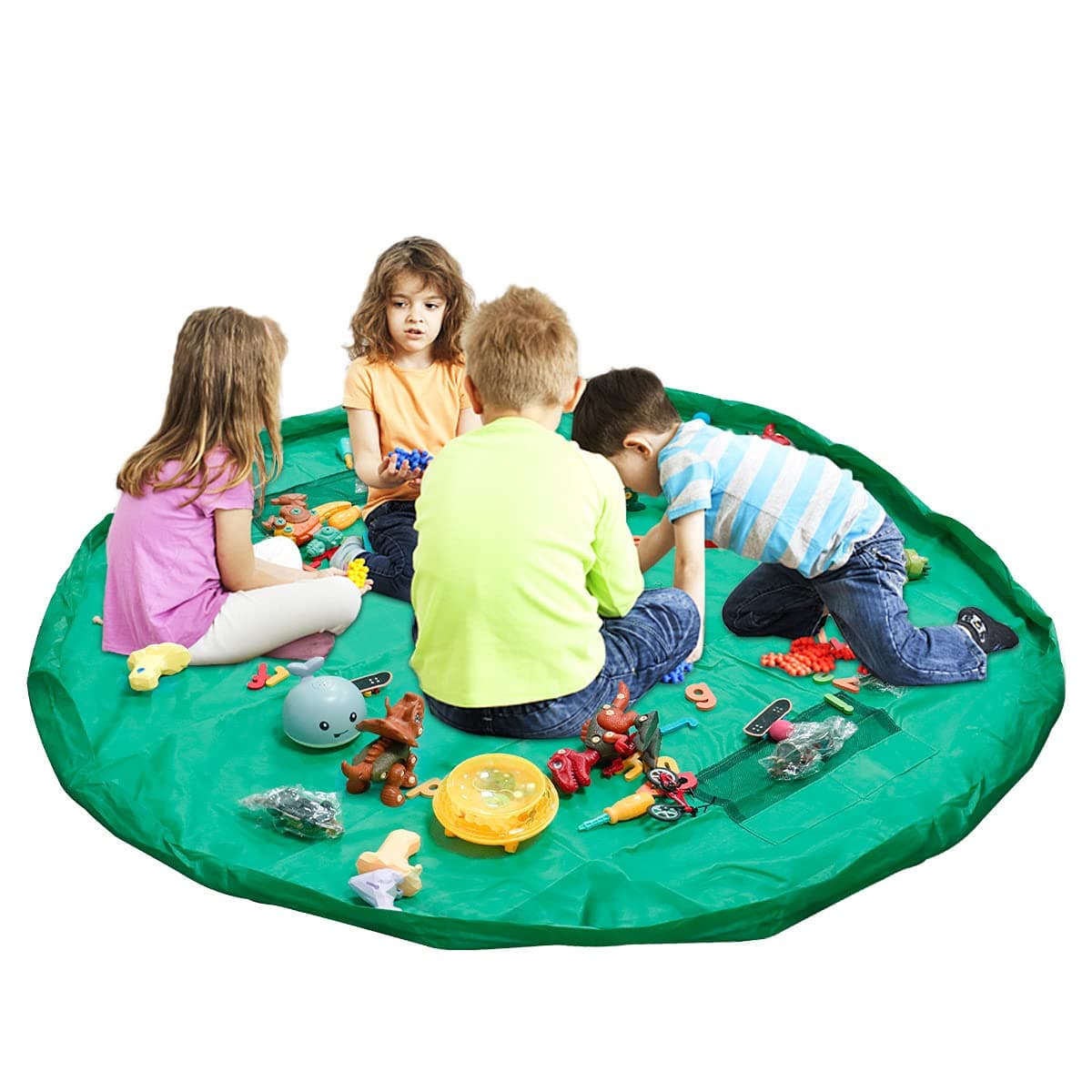 Ferryman Toy Storage Bag, 60 inch Foldable Toy Organiser for Home and Outdoor, Portable for Lego Building Block, Green