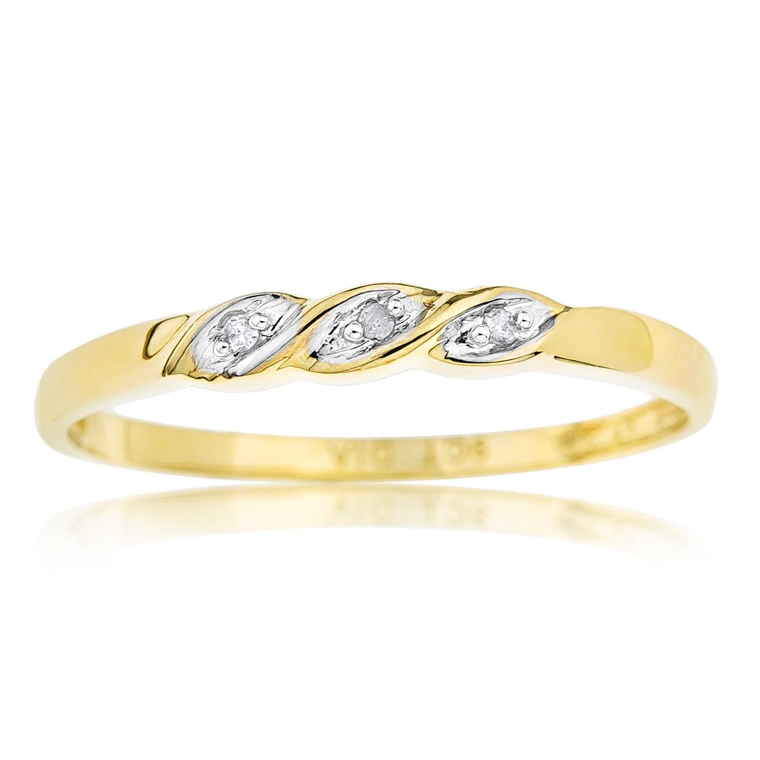 Ornami Glamour 9ct Yellow Gold Diamond Set Twist Ring