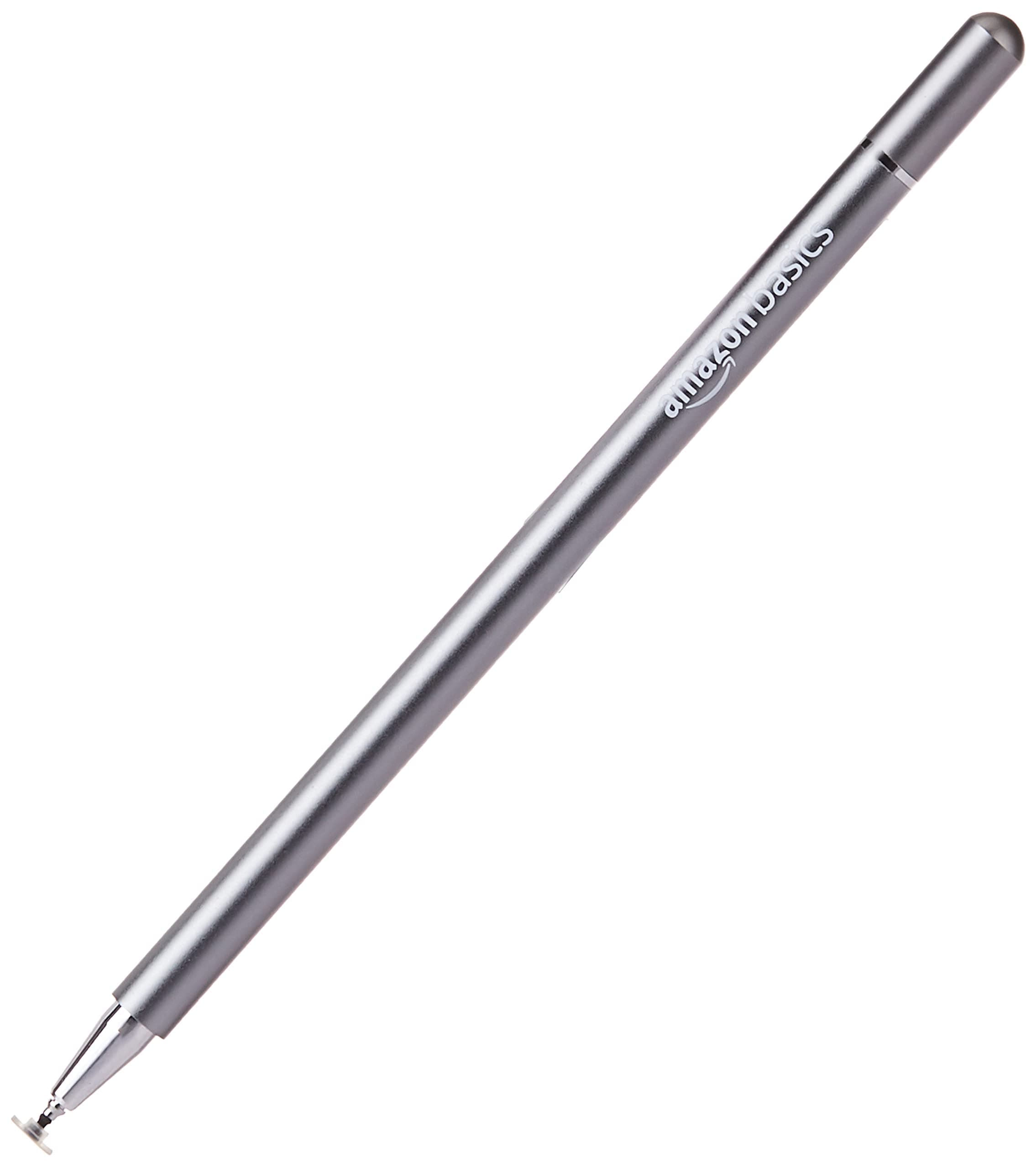 Amazon Basics Capacitive Stylus Pen for iOS and Android Touchscreen Devices, Fine Point Disc Tip, Lightweight Metal Body with Magnetic Cover, (Grey)