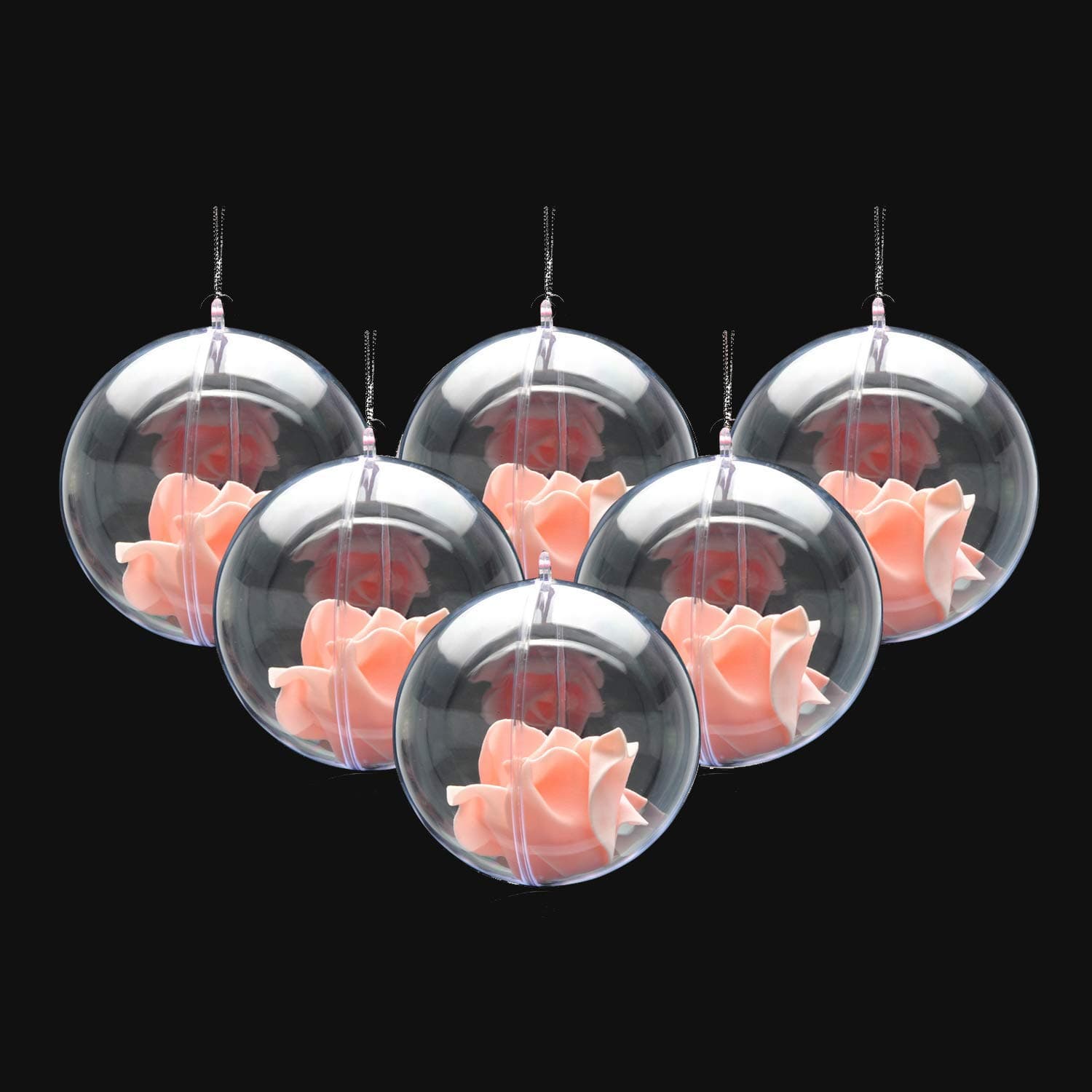 Fascola 20Pcs DIY Ornament Balls Christmas Decorations Tree Ball 2.36"/60mm Clear Fillable Baubles Craft for New Years Present Holiday Wedding Party Home Decor (60mm)