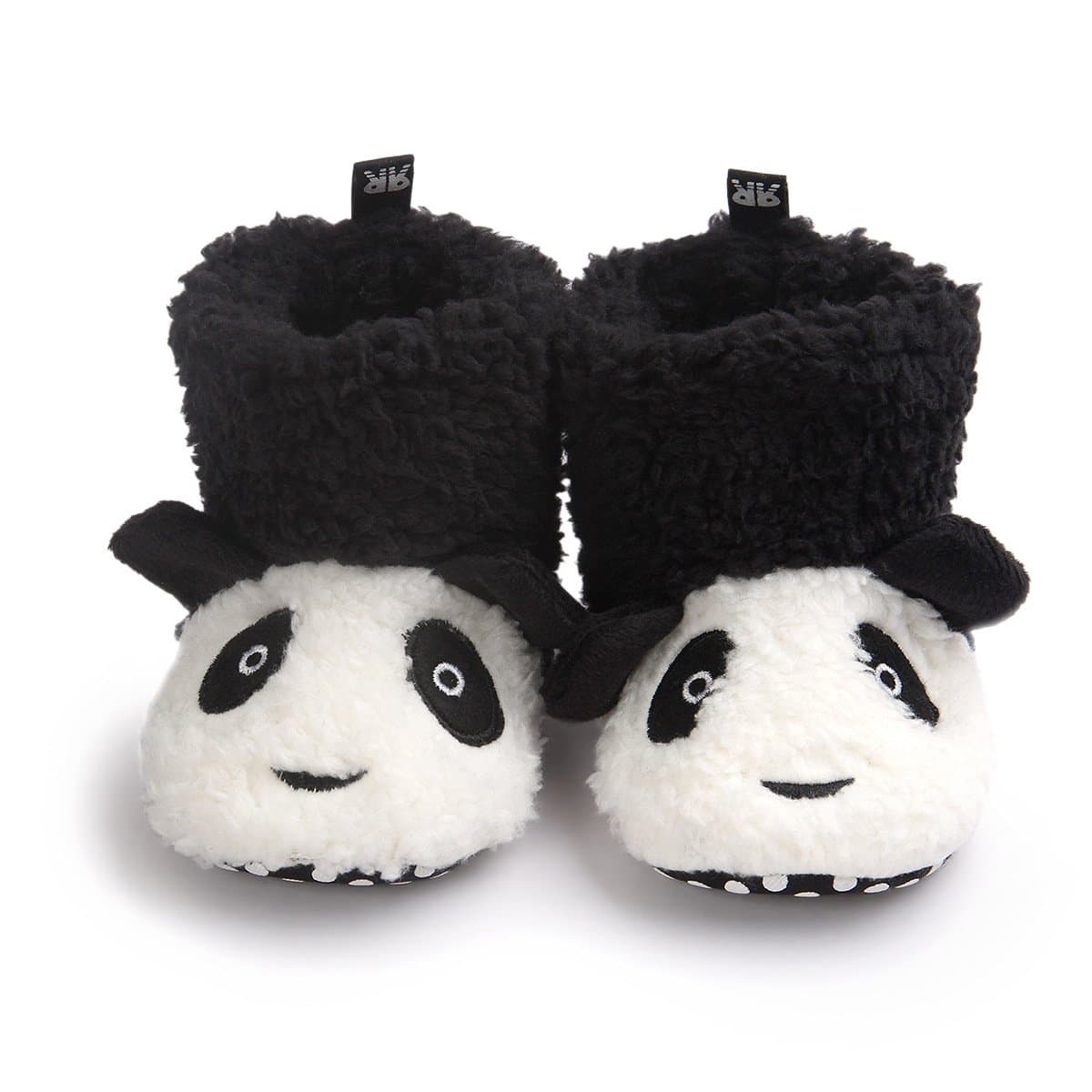 Winter New Baby Shoes Panda Warm Soft Cotton Boots Non-Slip Shoes (M (Insole 12cm), Black)