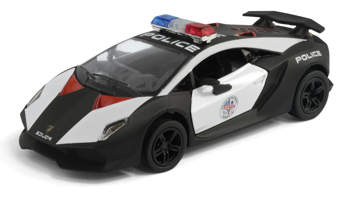 Kinsmart Collectable Diecast Die Cast Metal Sesto Elemento Police Toy Lamborghini Car with Doors Open - Multicolour