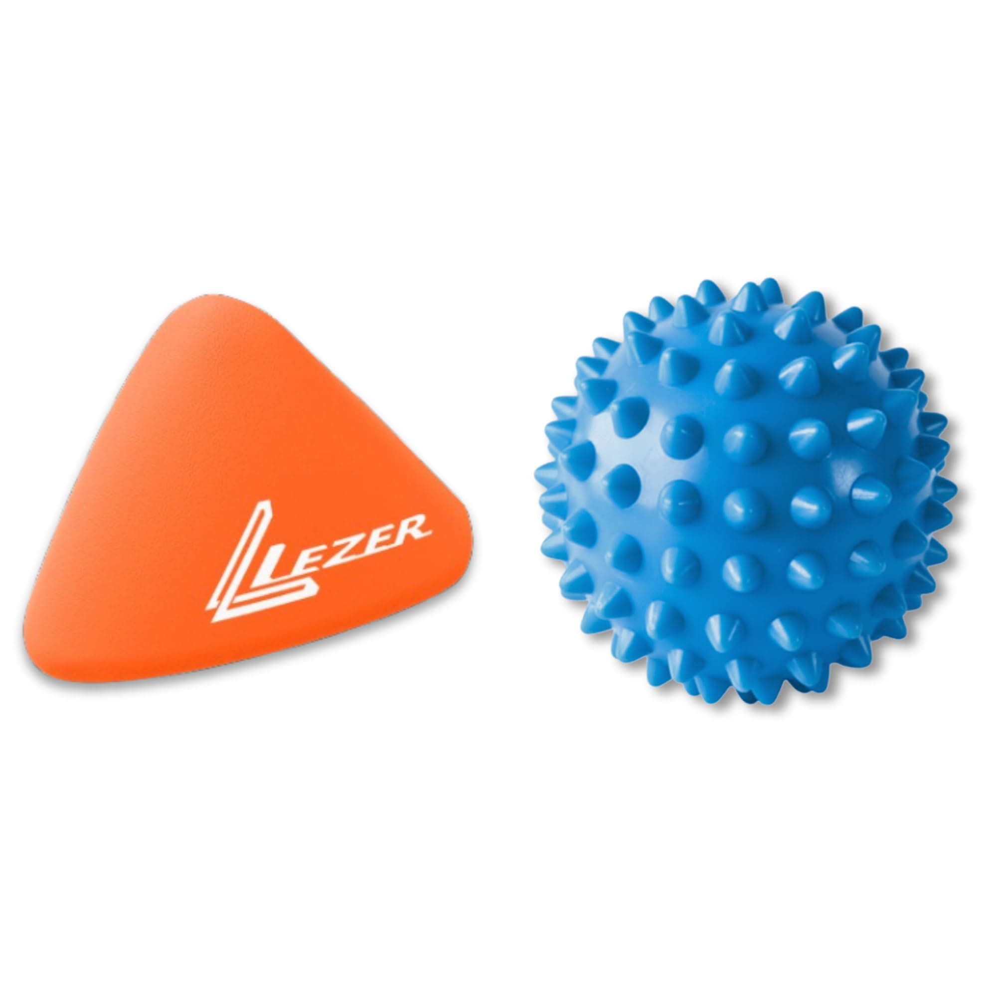 LEZER, Trigger Massage Point, Manual Massage Ball, Muscle Knots Relief Tool, Myofascial Release, Physical Therapy, Plantar Fasciitis, Set of 2 (Orange Trigger and Spiky Ball)
