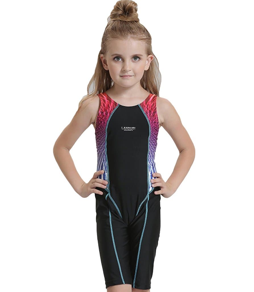 SWIWA Kids Girls Competitive Legsuit One Piece Swimsuit for 2-15 Years Children Open Back Swimwear