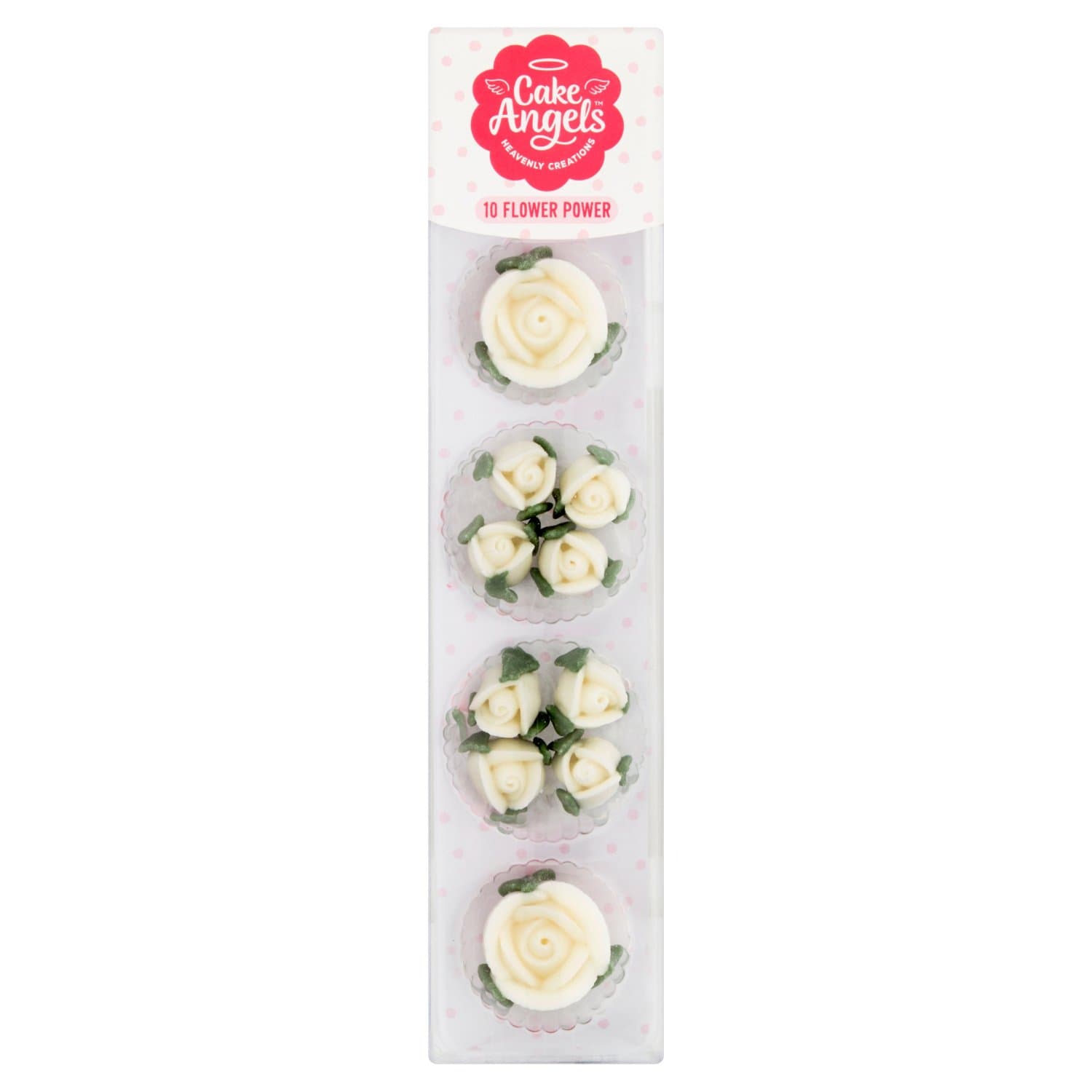 Cake Angels Royal Icing Flower Power White Roses Hand-Crafted Sugar Decorations