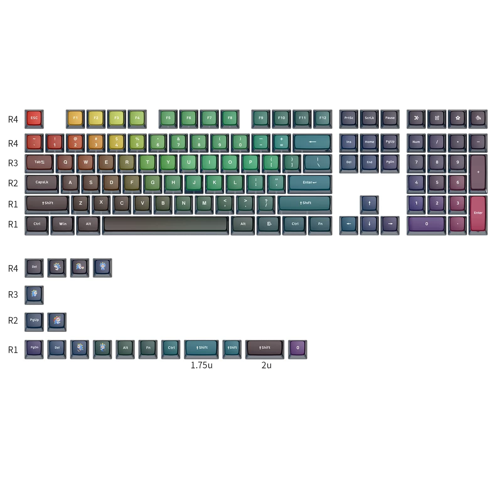 GlacierSkyloong GK7 PBT Translucent Keycaps Compatible with 60%/65%/75%/80%/96%/100% Keyboard Layout (Neon)