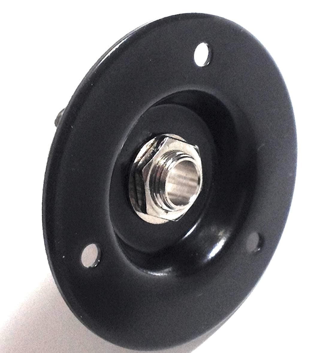Black Speaker Amp Jack Plate, 2 inch Round Metal with 1/4 inch Switchcraft #11 Jack