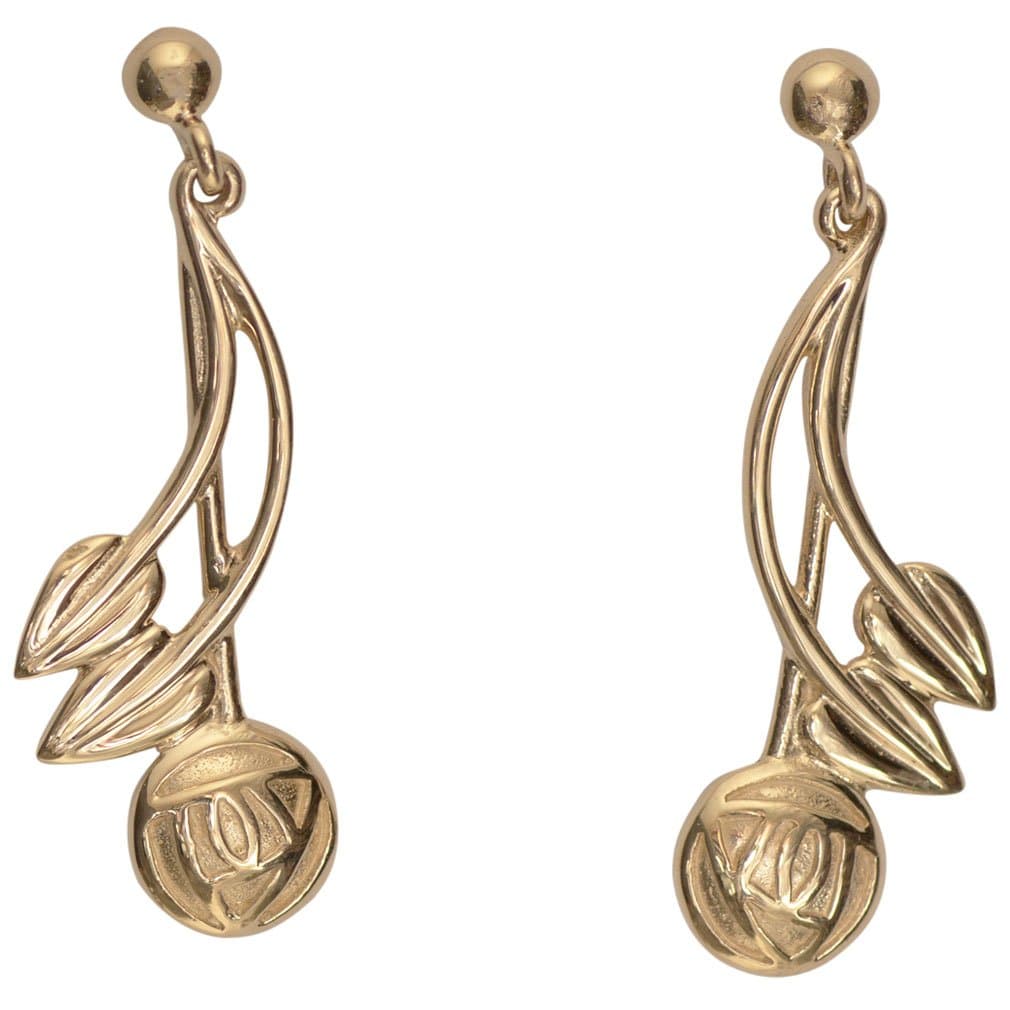 543G Charles Rennie Mackintosh 9ct Gold Earrings - Willow