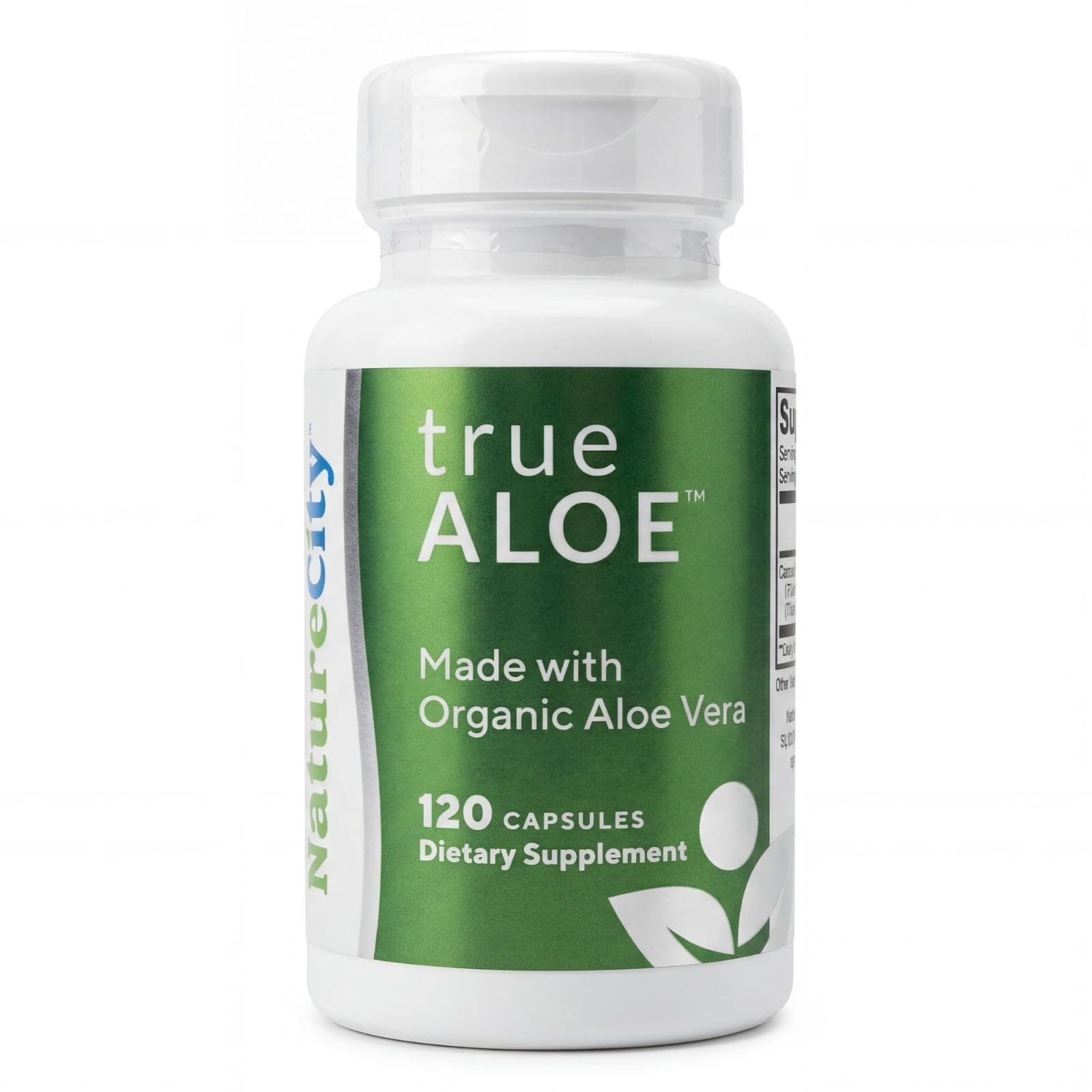 NatureCity TrueAloe 100% Organic Aloe Vera Supplement - 120 Capsules per bottle