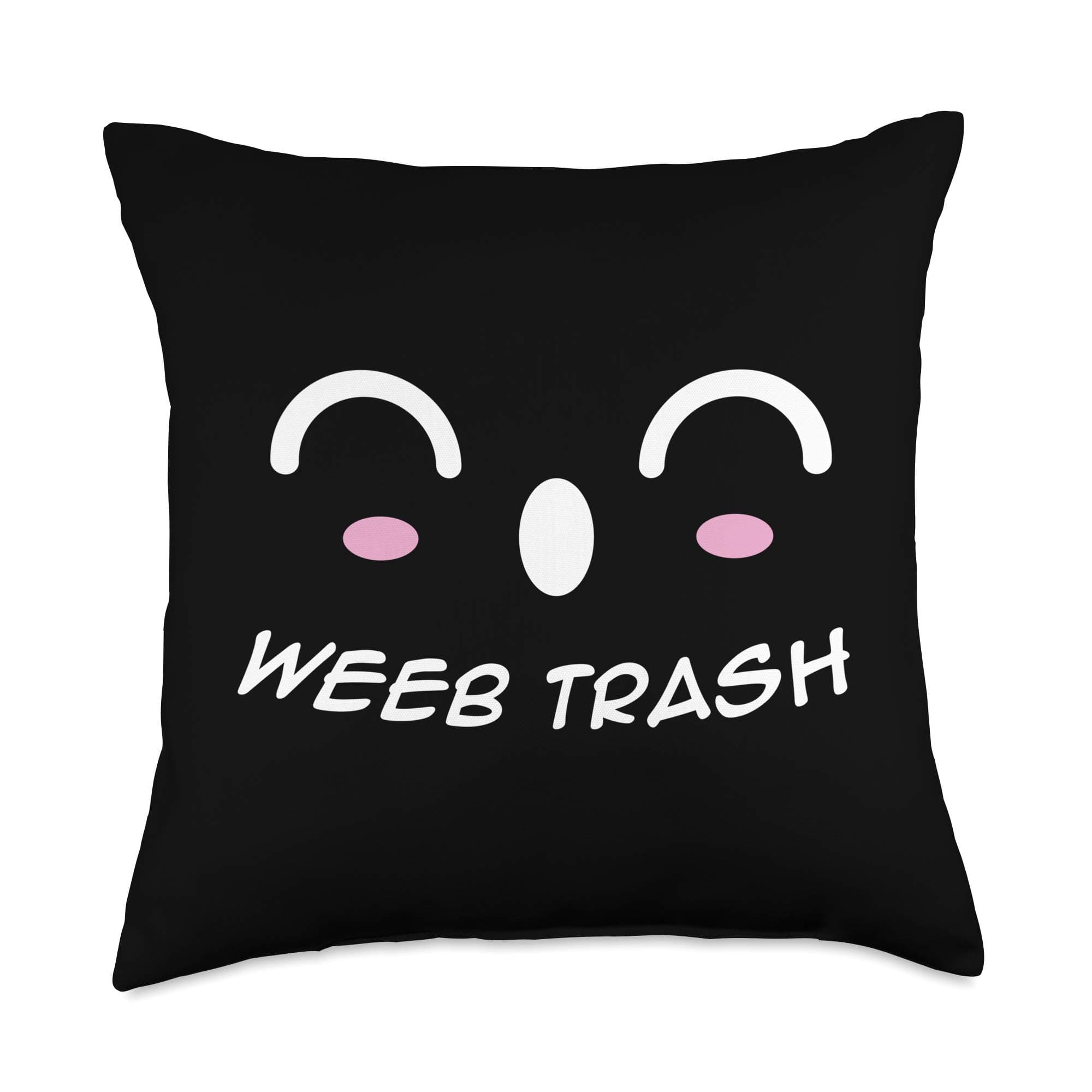Weeb Apparel & Clothing Certified Weeb Trash, Weeaboo Otaku Anime Fan Gift Graphic Throw Pillow, 18x18, Multicolor