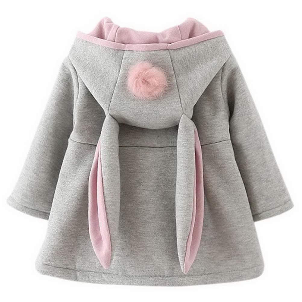 OdziezetBaby Girl Rabbit Ear Jacket Long Sleeve Button Down Ear Coat Toddler Kids Fall Winter Hoodie Outerwear