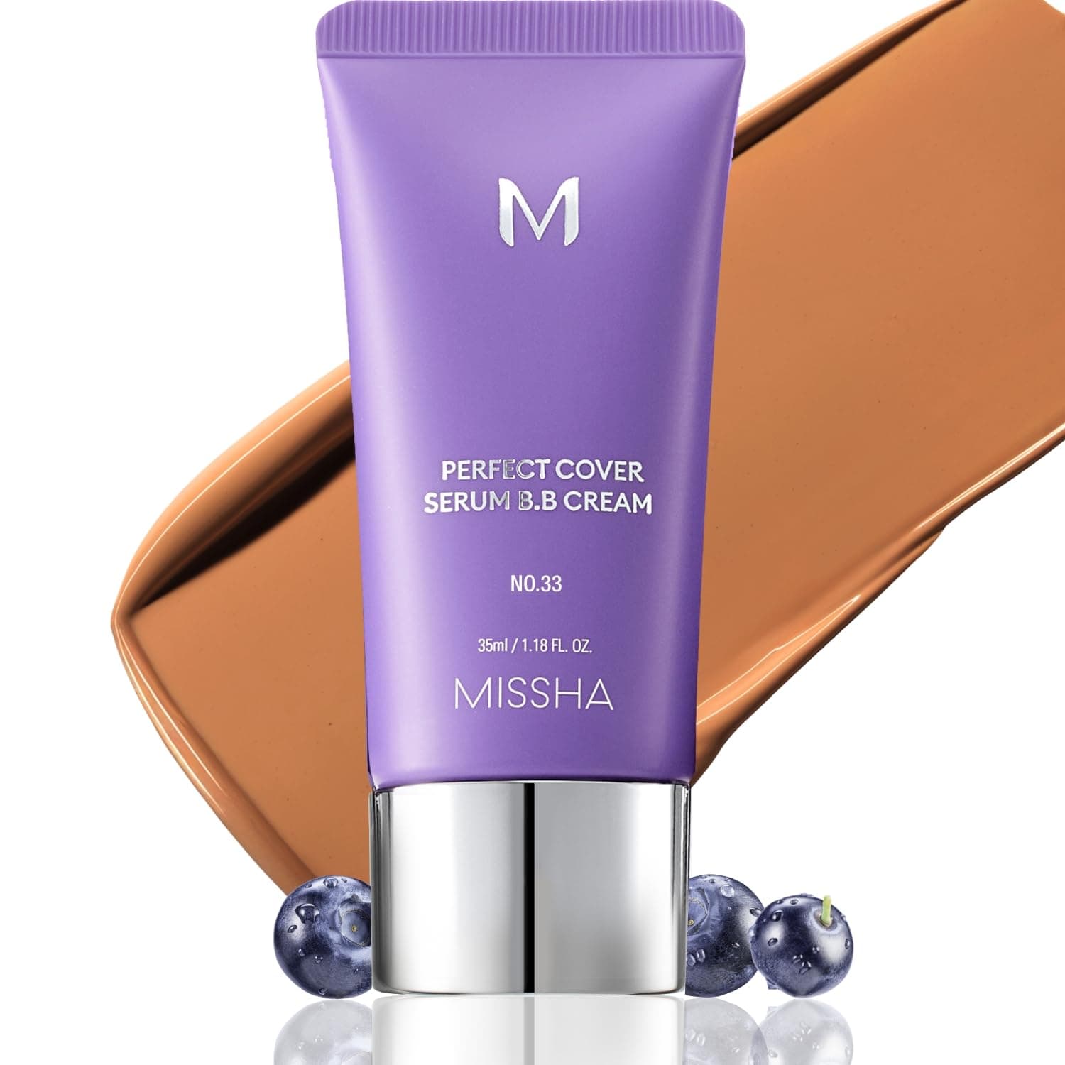 M PERFECT COVER SERUM BB CREAM No.33 Tan -Tan with Warm Undertone, Skin Tint, Tinted Moisturizer, Skin Care Foundation Makeup, Korean Makeup, 1.18 Fl oz