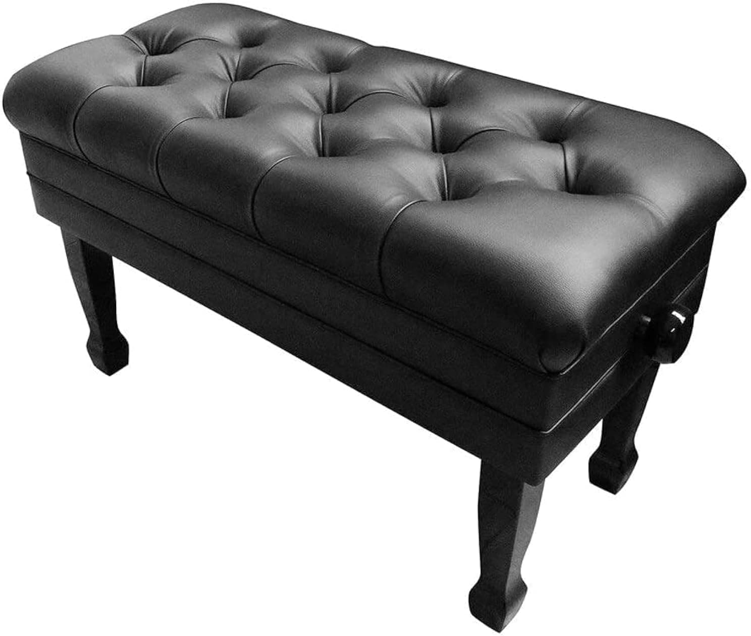 Mike Music Adjustable Wooden Frame Piano Bench With PU Leather Double Person Piano Stool With Music Storage(XJ860 H-LBlack)