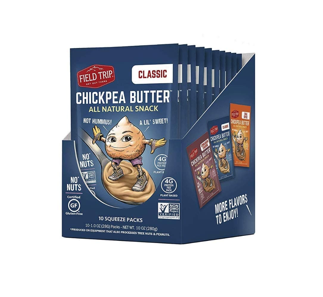 Field Trip Chickpea Butter | Healthy Vegan Snacks, Gluten Free, Non GMO Ingredients, All Natural Creamy Peanut Butter Substitute, Nut and Soy Free | 1oz Squeeze Packs | Classic 10 Pack