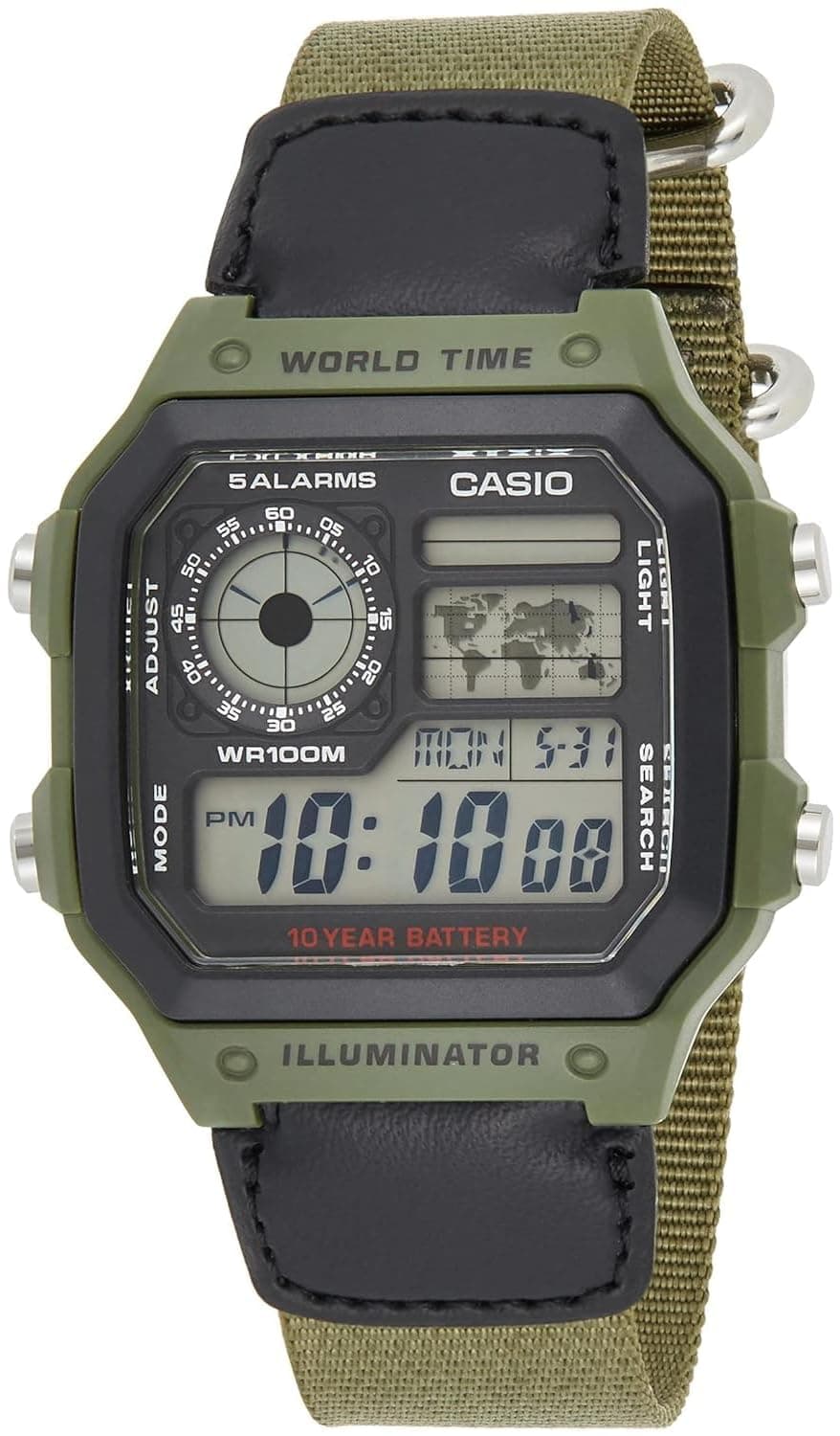 Casio Watch with Japanese Quartz Movement AE-1200WHB-3BVDF (D101) 39 mm, Green, Strap