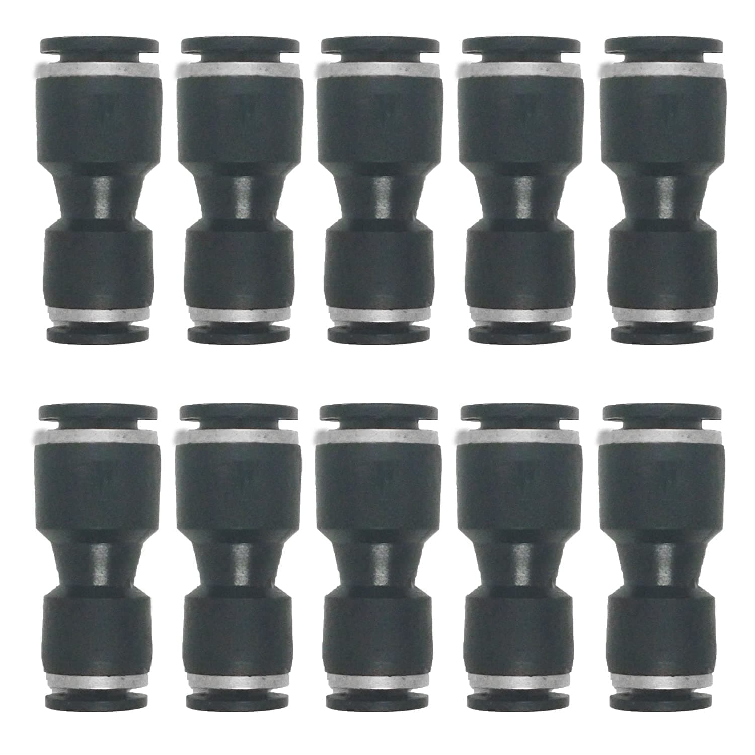 ROZESAZZ 8mm OD x 6mm OD Pneumatic quick Connector Push to Connect fittings Straight reducer Union/Coupler (Pack of 10(black))