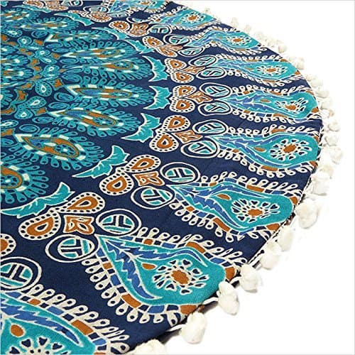 32" Blue Mandala Large Floor Pillow Meditation Cushion Seating Throw Cover Hippie Decorative Bohemian Boho Indian Pouf Ottoman by Monika Enterprises