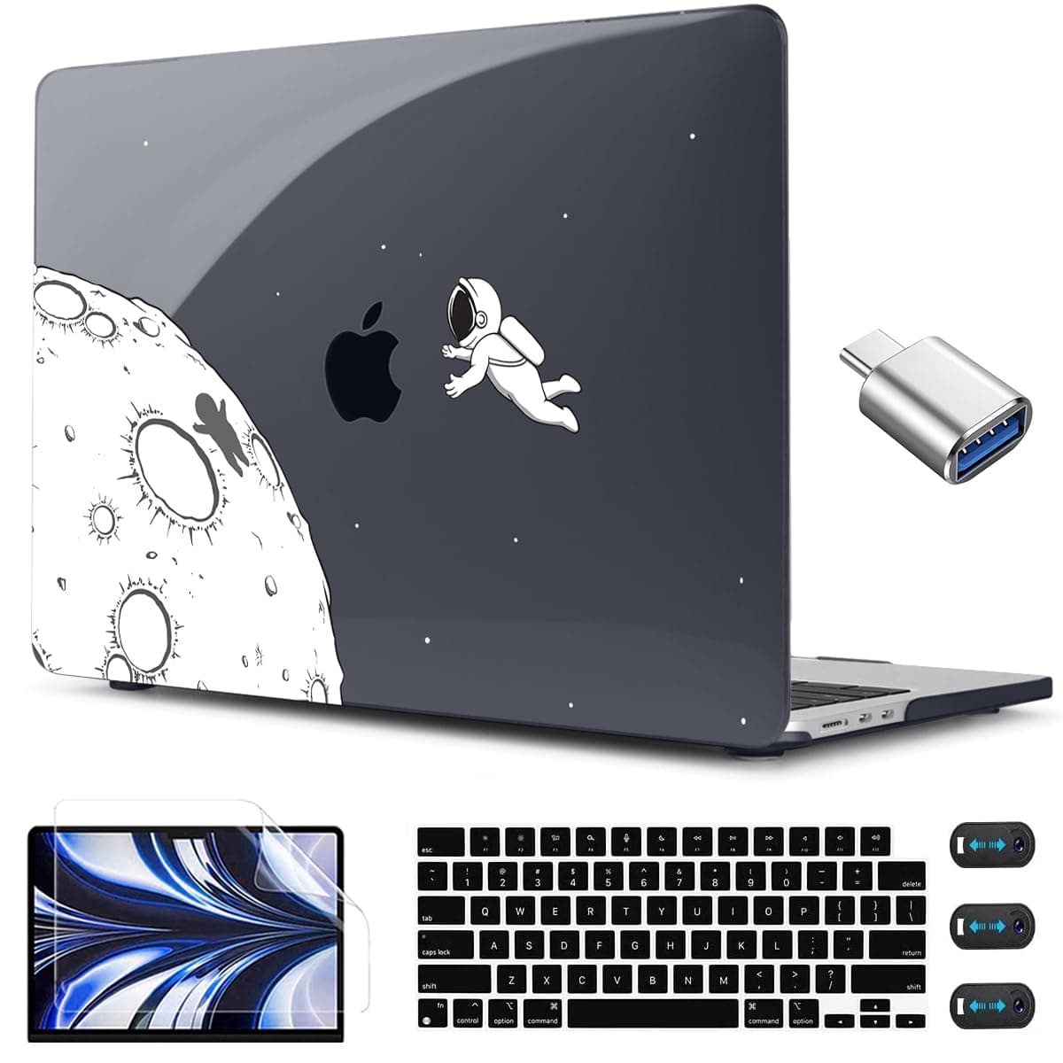 - CISSOOK Compatible with MacBook Air 13.6 Inch Case 2022 2024 2025 2026 Model A2681 A3113 A3240 A3449, Black Space Hard Shell with Keyboard Cover for MacBook Air 13 M2 M3 M4 M5, Astronaut