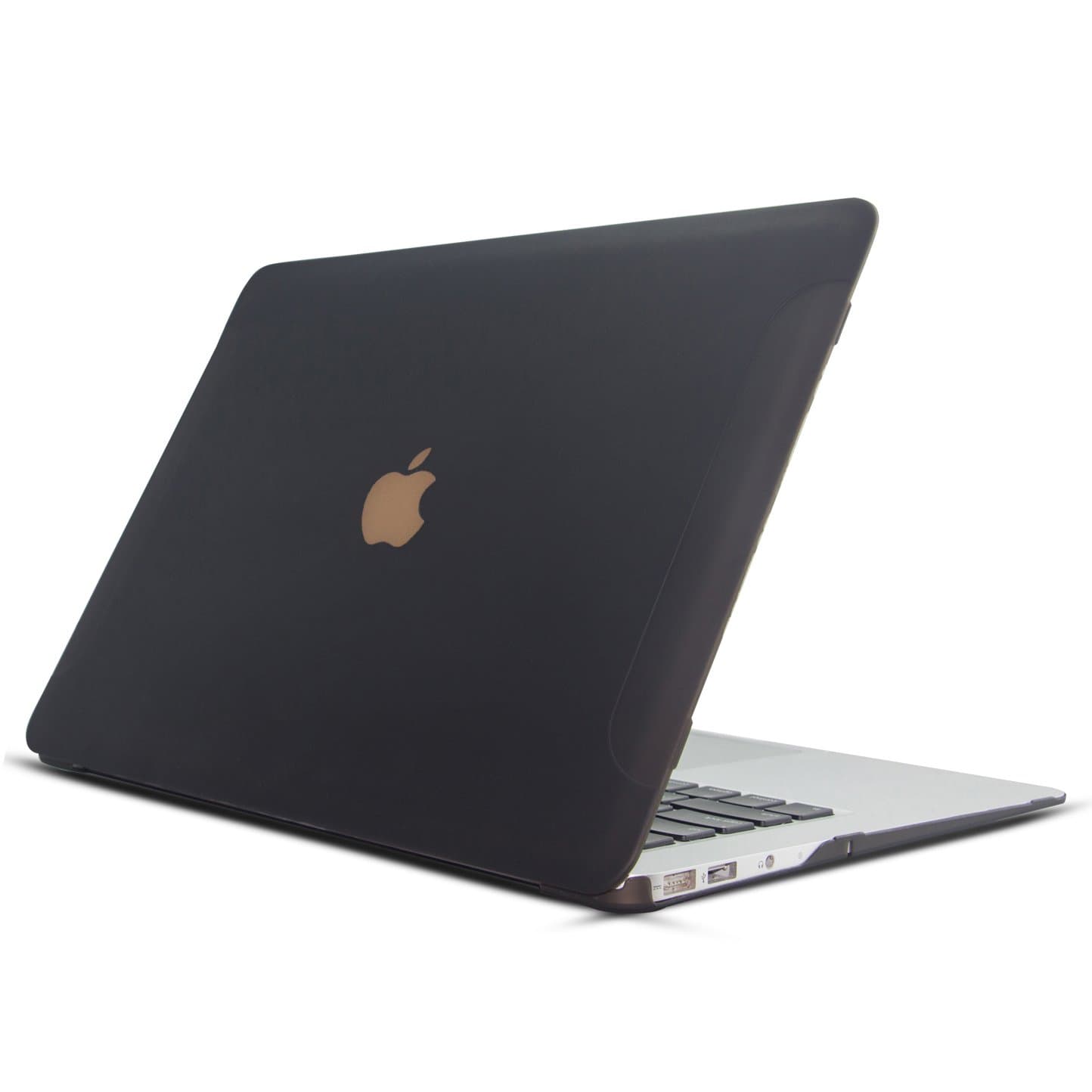 Translucent Hard Case for MacBook Air 13 Inch (Model: A1369/A1466), 13.3" Mac Book laptop Cover Coated with Matte Rubber Skin - Black