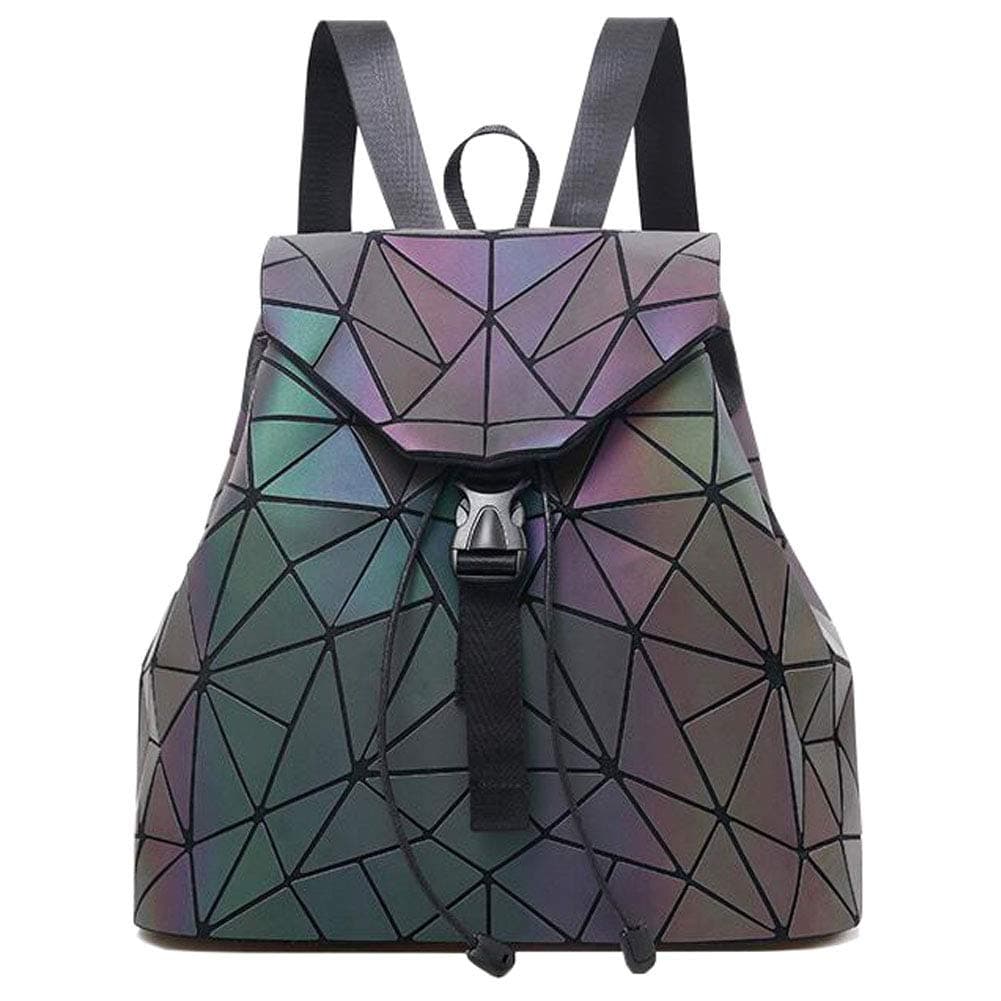 Marber Women Backpack Luminous Geometric Nightglowing Fashion Colorful Rhombic Daypack Rucksack Bags for Women Girls Campus Outdoor Travel