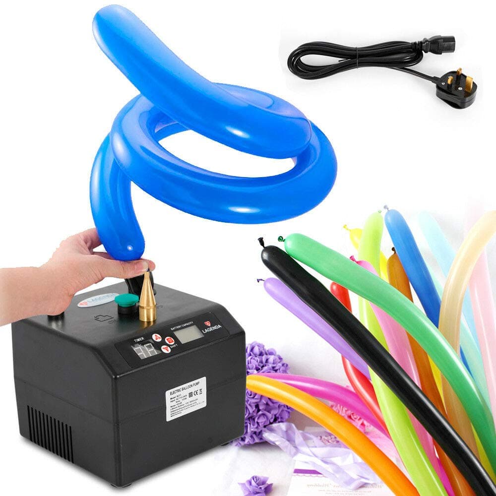 Electric Air Balloon Pump, B23 Lagenda Portable Electric Balloon Pump Balloon Inflator Party Air Blower Electric Balloon Blower Pump with Timer Battery for Party Events Decoration