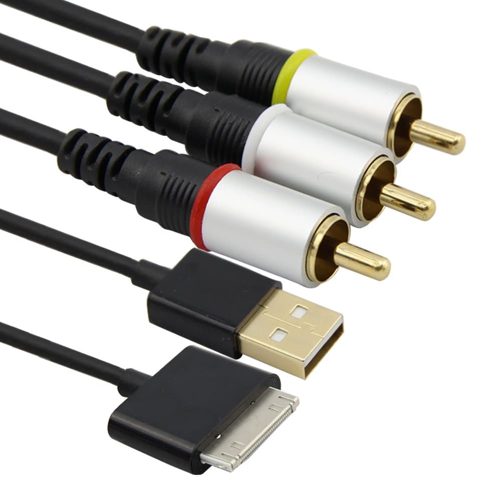 Milliongadgets(TM) USB AV TV RCA Audio Video Cable for iPad 2 iPhone 4 4G 3GS iPod Nano Touch