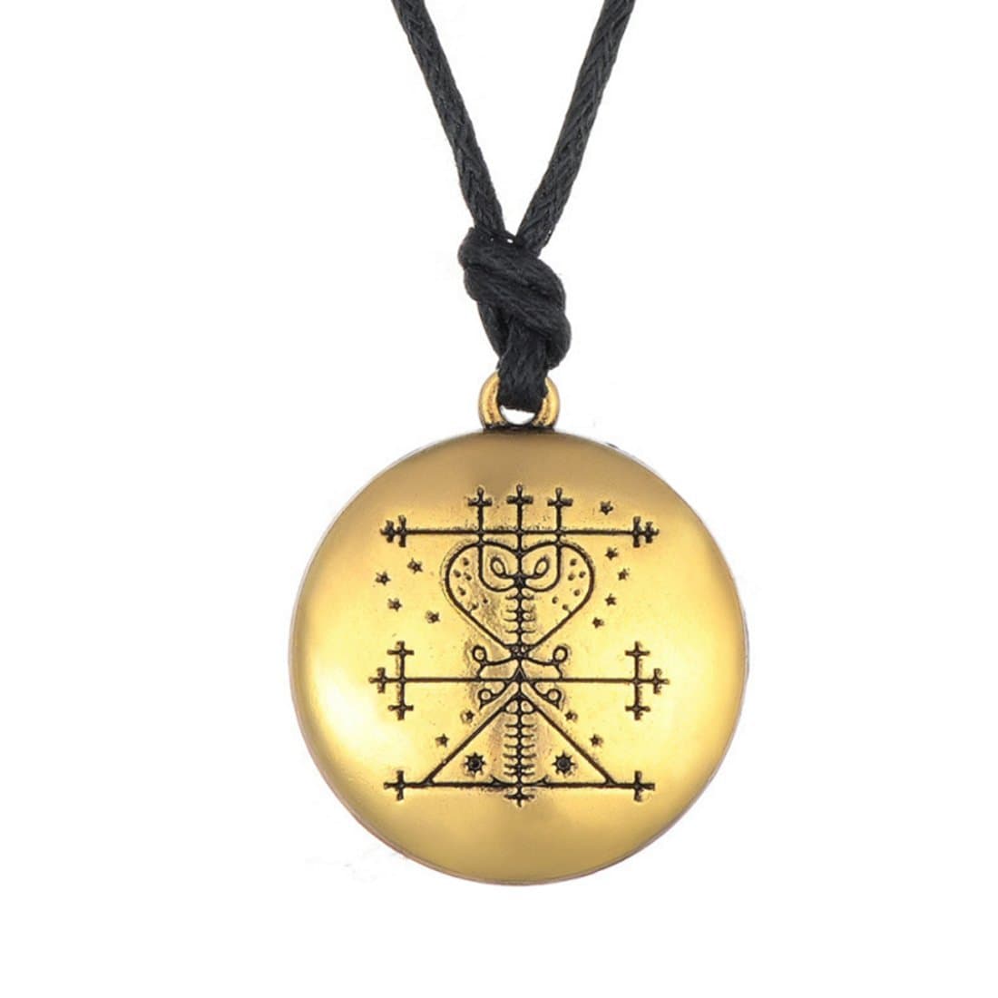 ibssha Money Talisman Wealth Amulet Jewelry Hand Stamped Necklace Gold Viking Jewelry