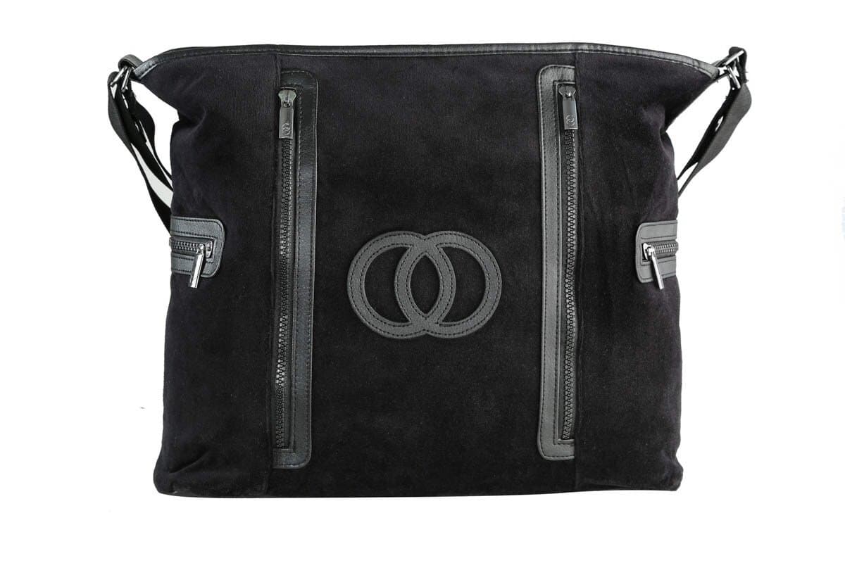 Cozy Coop Black Velour Diaper Bag