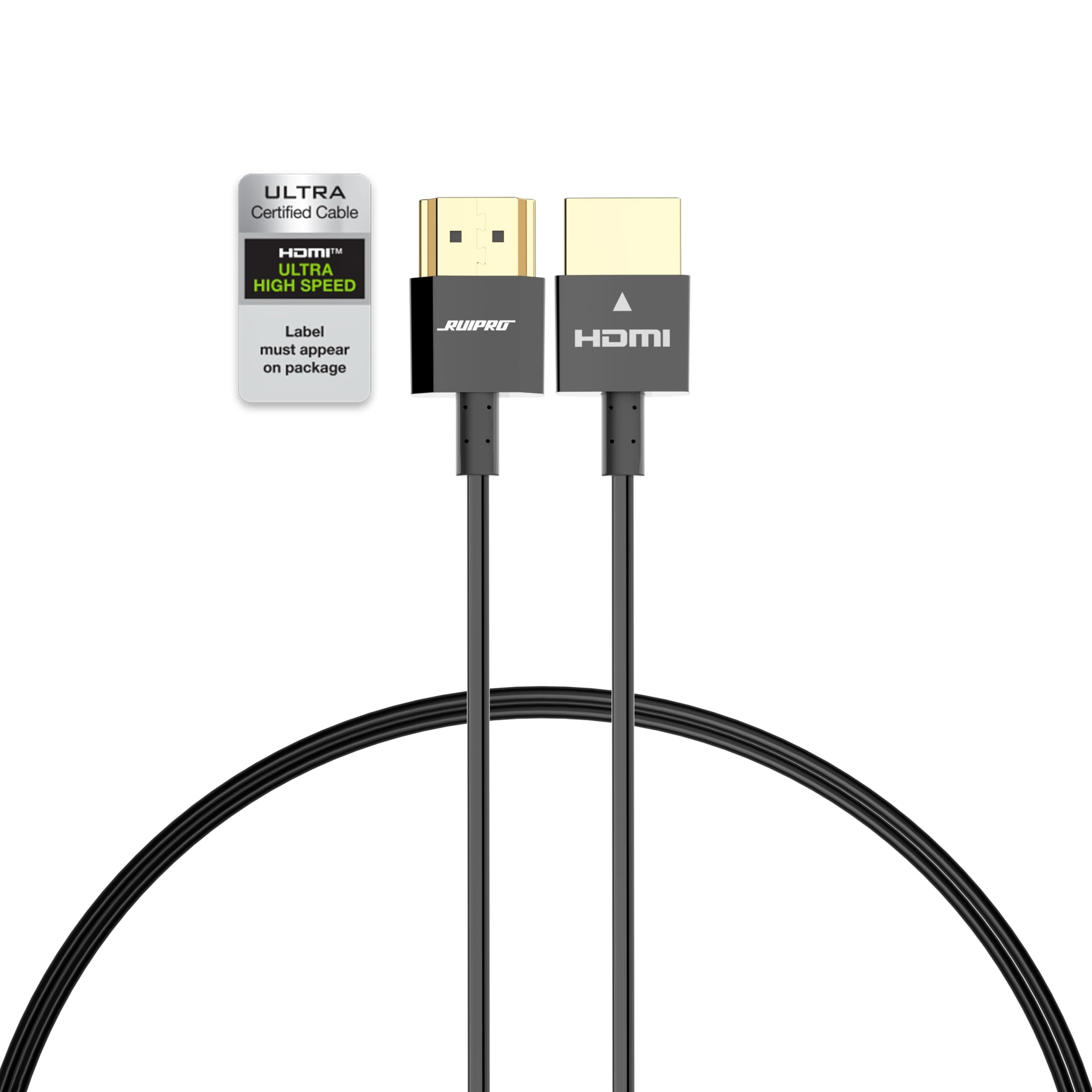 RUIPRO Ultra Thin 8K HDMI 2.1 Certified Cable 1M, Ultra High Speed 48Gbps, Short HDMI Cable, Support 8K@60Hz 4K@120Hz, Dynamic HDR, eARC, Compatible with PS5/Xbox/HDTV/Blu-ray/Monitor/Projector