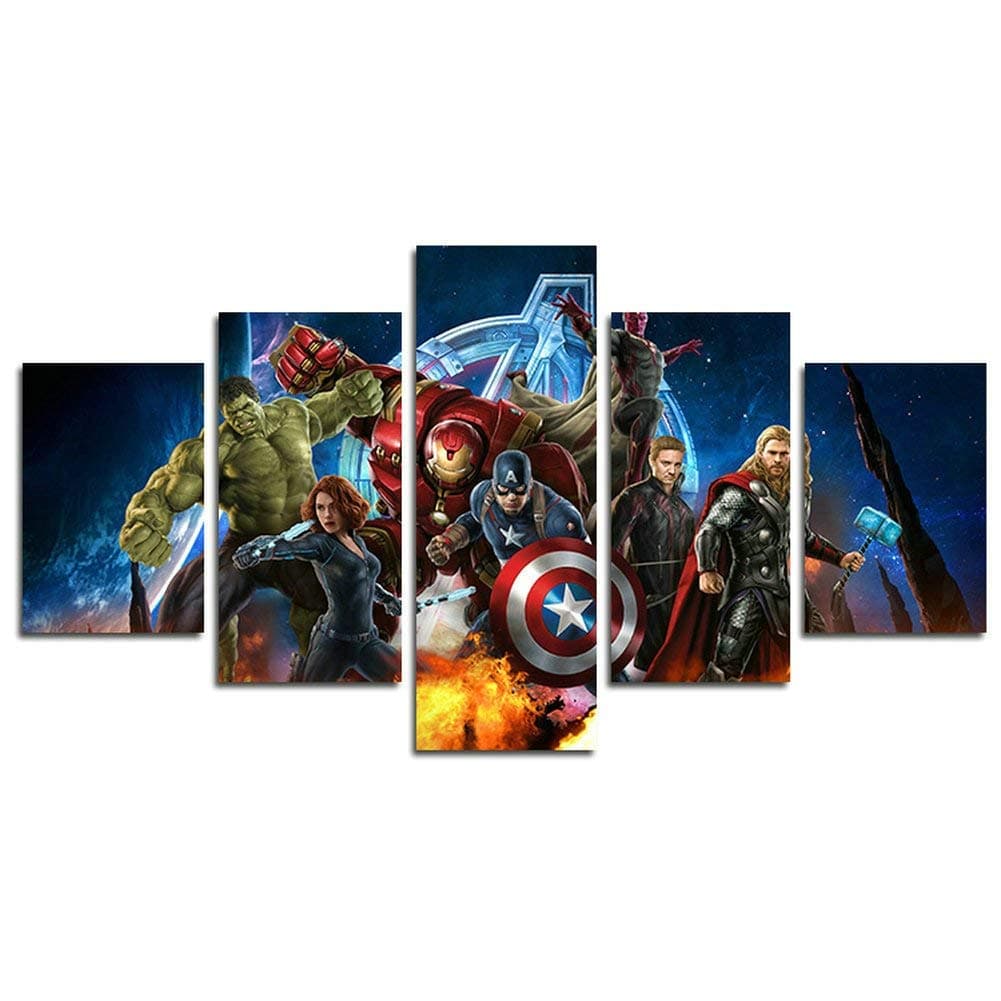Leyruk 5 Piece Miracle Avenger ultron super hero canvas painting for living room home decor Canvas art wall poster (No Frame) Unframed HY75 50 inch x30 inch